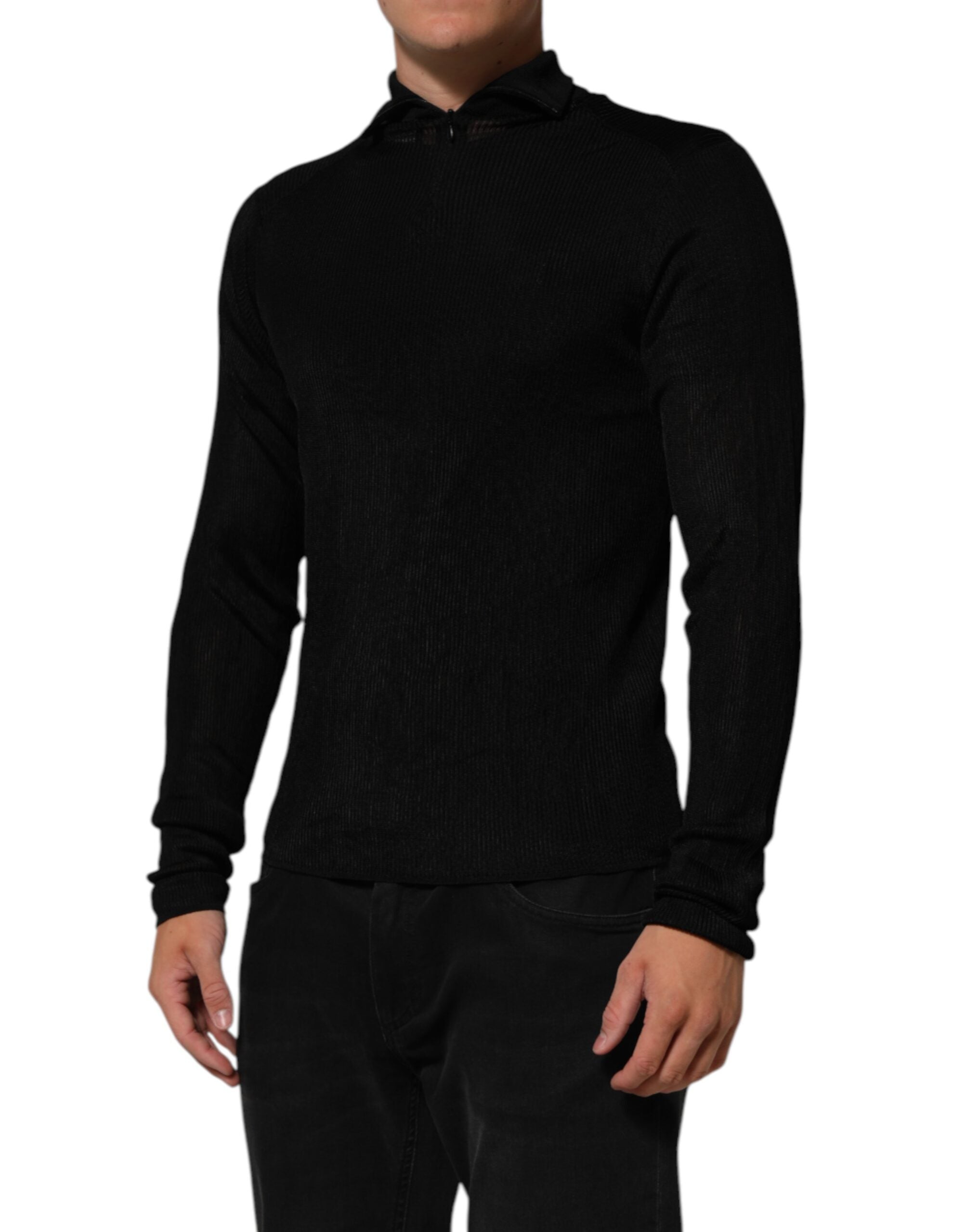 Dolce & Gabbana Black Viscose Turtleneck Sweater-3