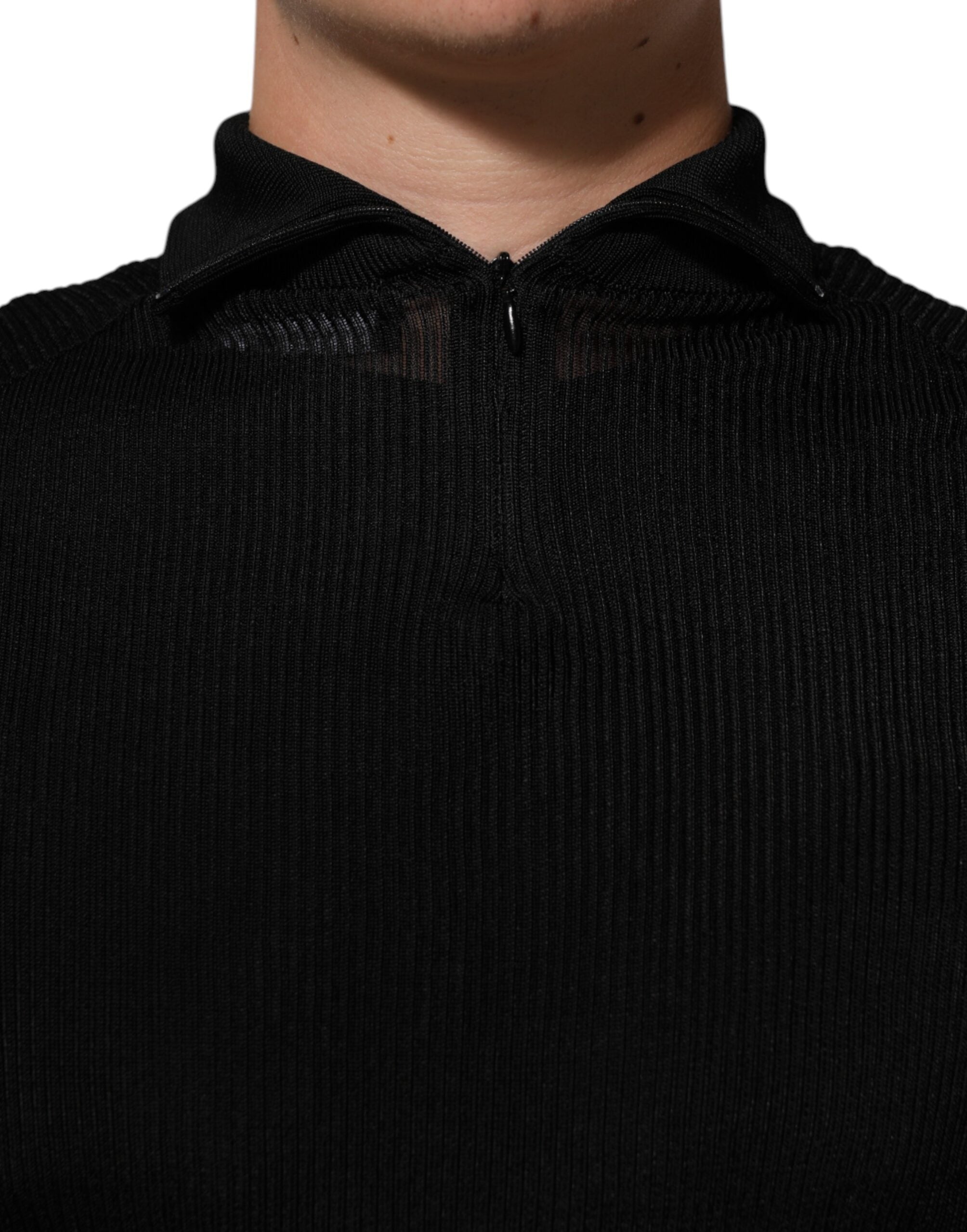 Dolce & Gabbana Black Viscose Turtleneck Sweater-5
