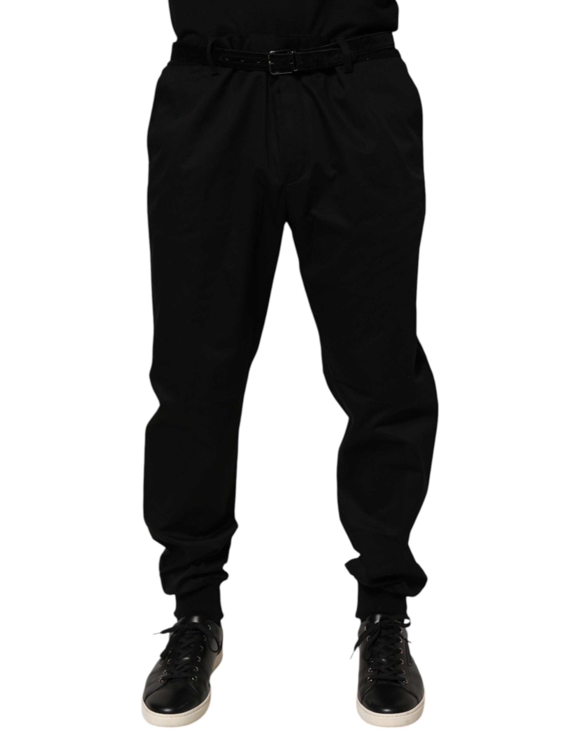 Pantalones casuales de algodón elástico negro de Dolce & Gabbana-2