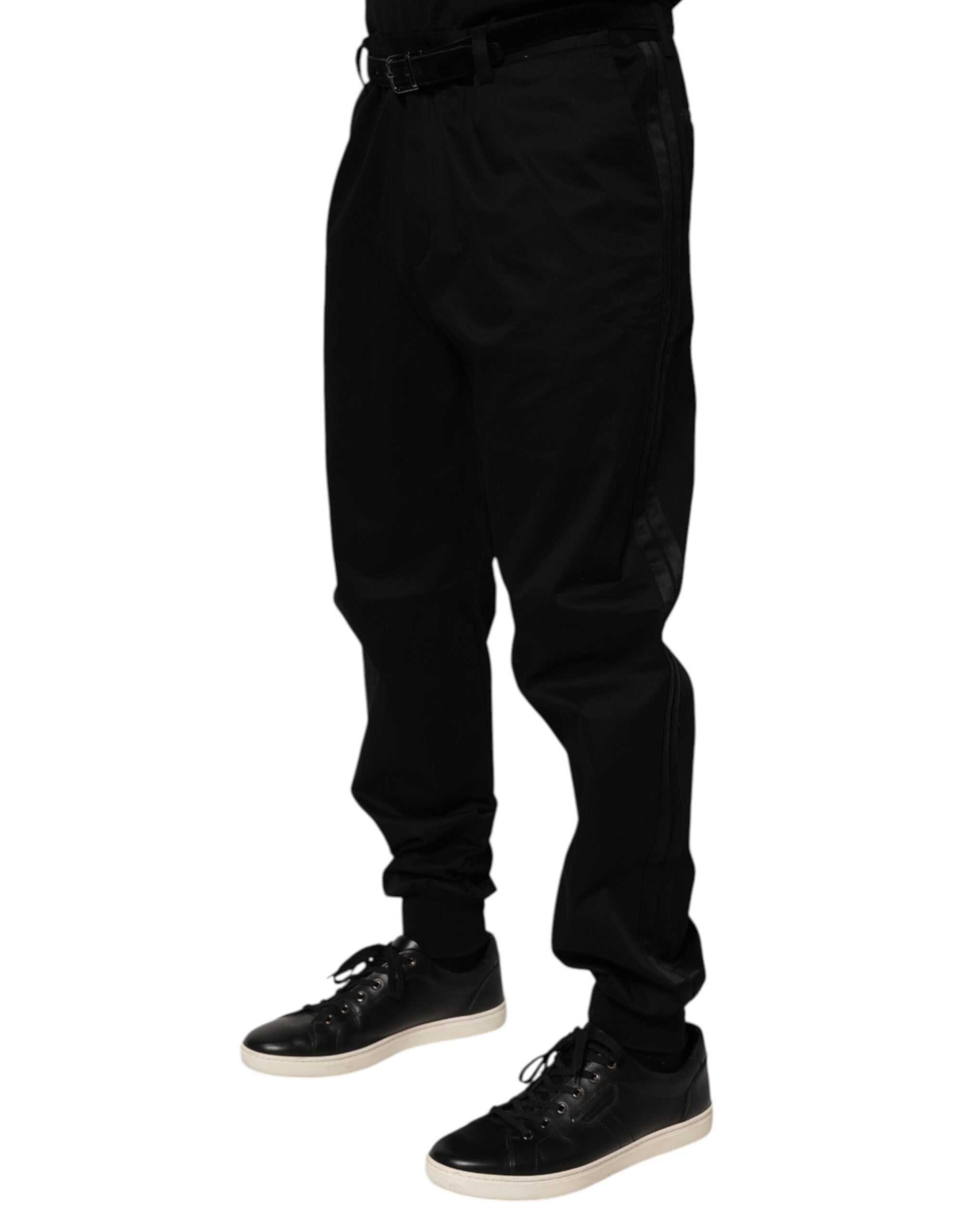 Pantalones casuales de algodón elástico negro de Dolce & Gabbana-3