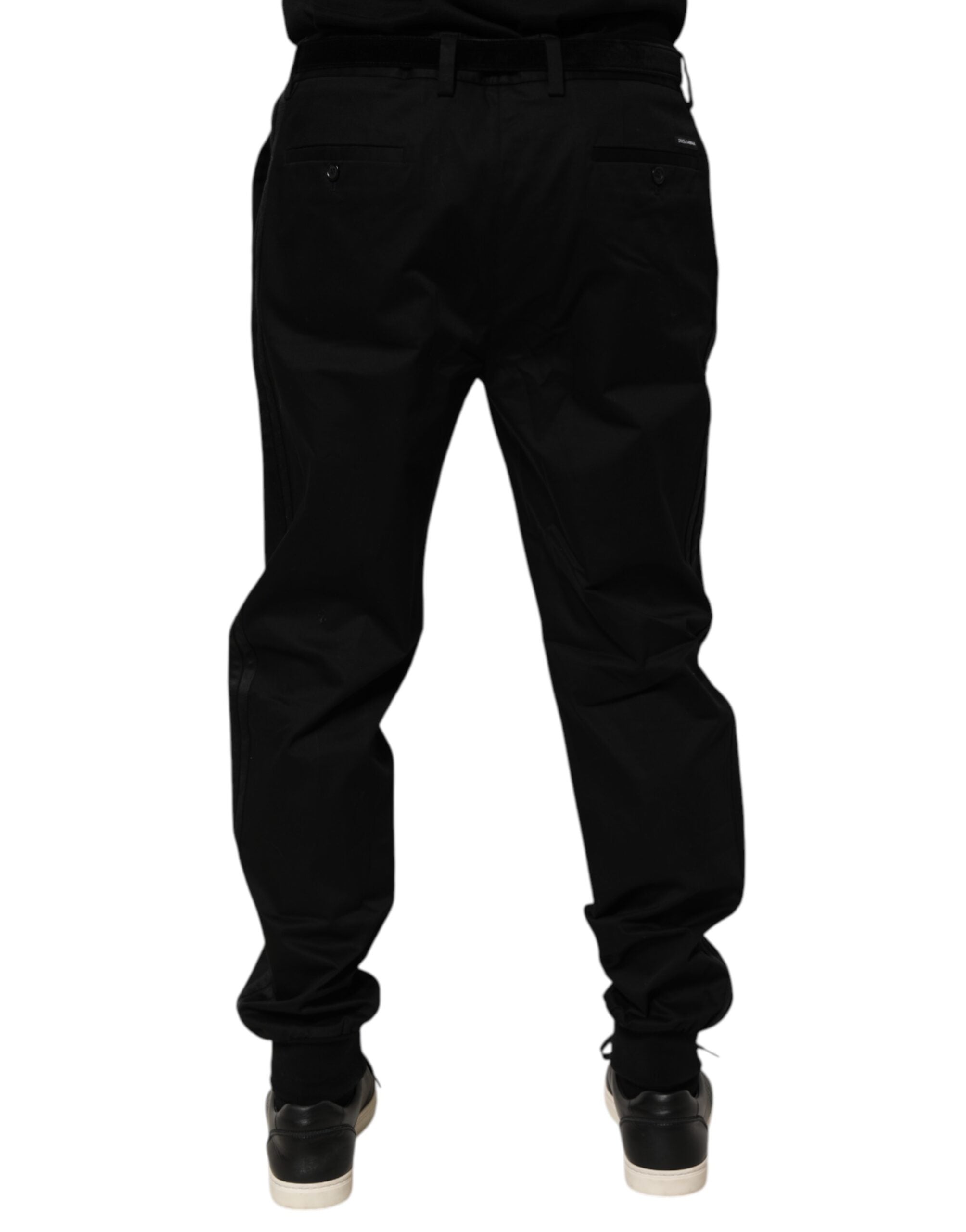 Pantalones casuales de algodón elástico negro de Dolce & Gabbana-4