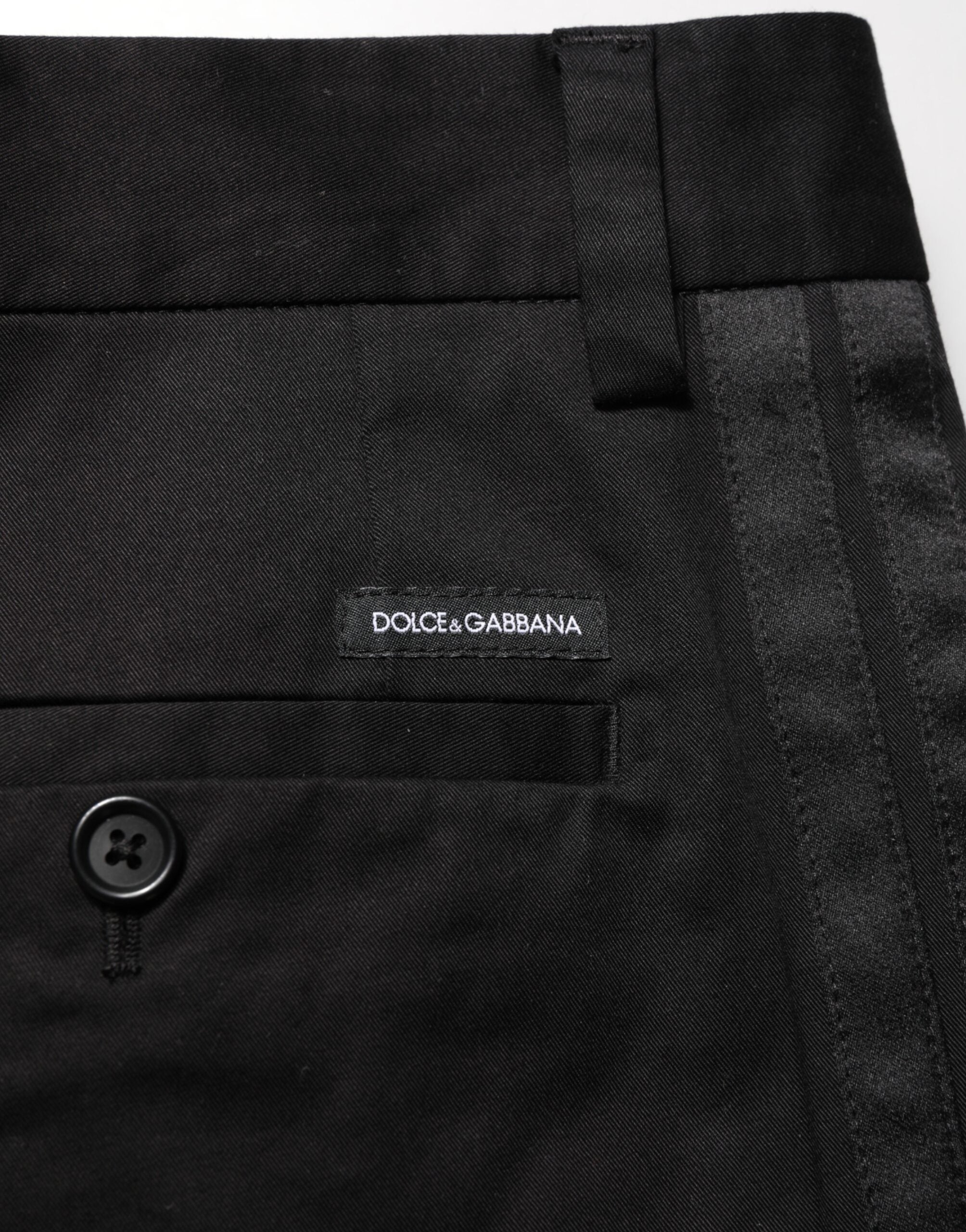Pantalones casuales de algodón elástico negro de Dolce & Gabbana-6