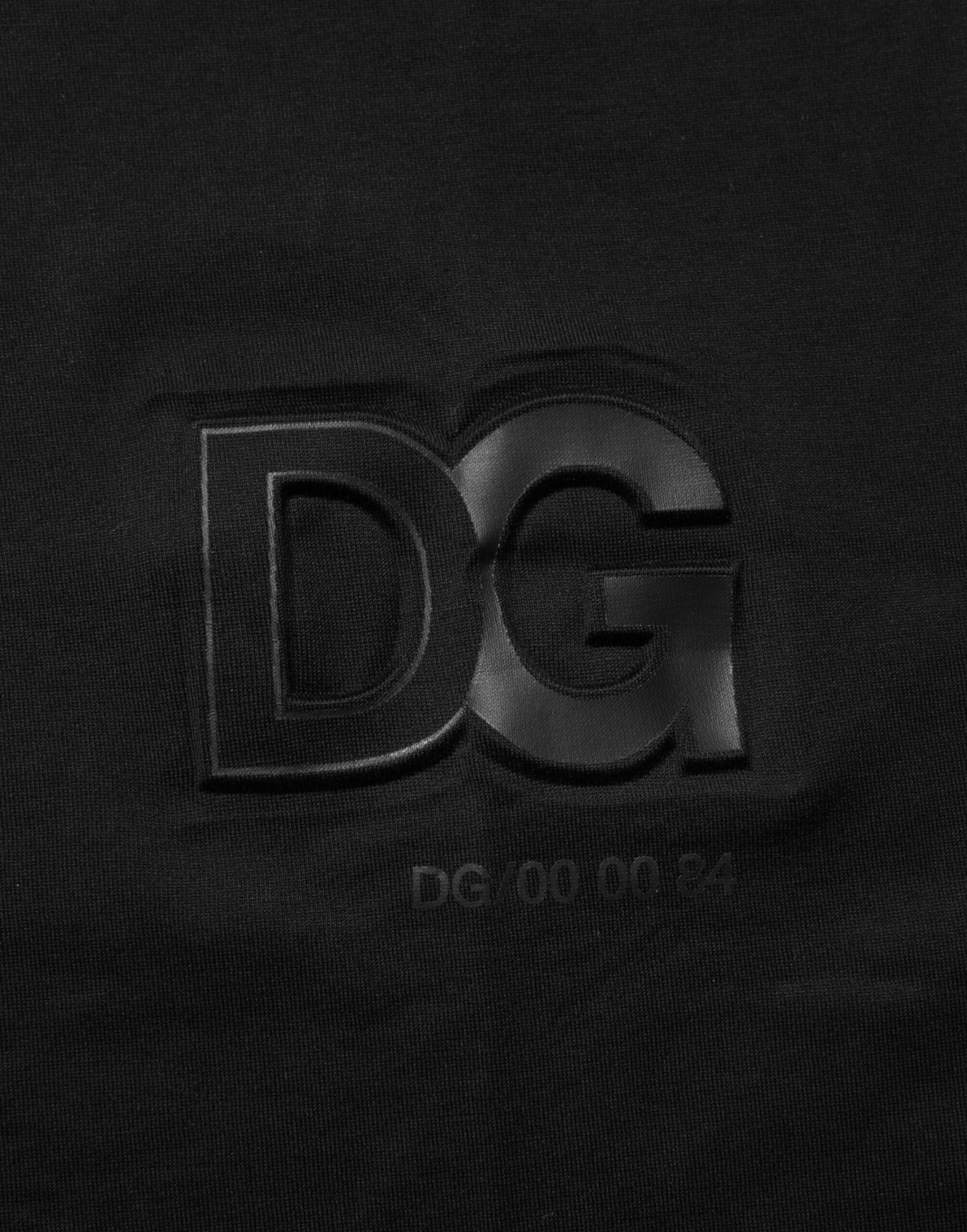 Dolce & Gabbana Black Logo Patch Cotton Men's T-Shirt with Crew Neck-8