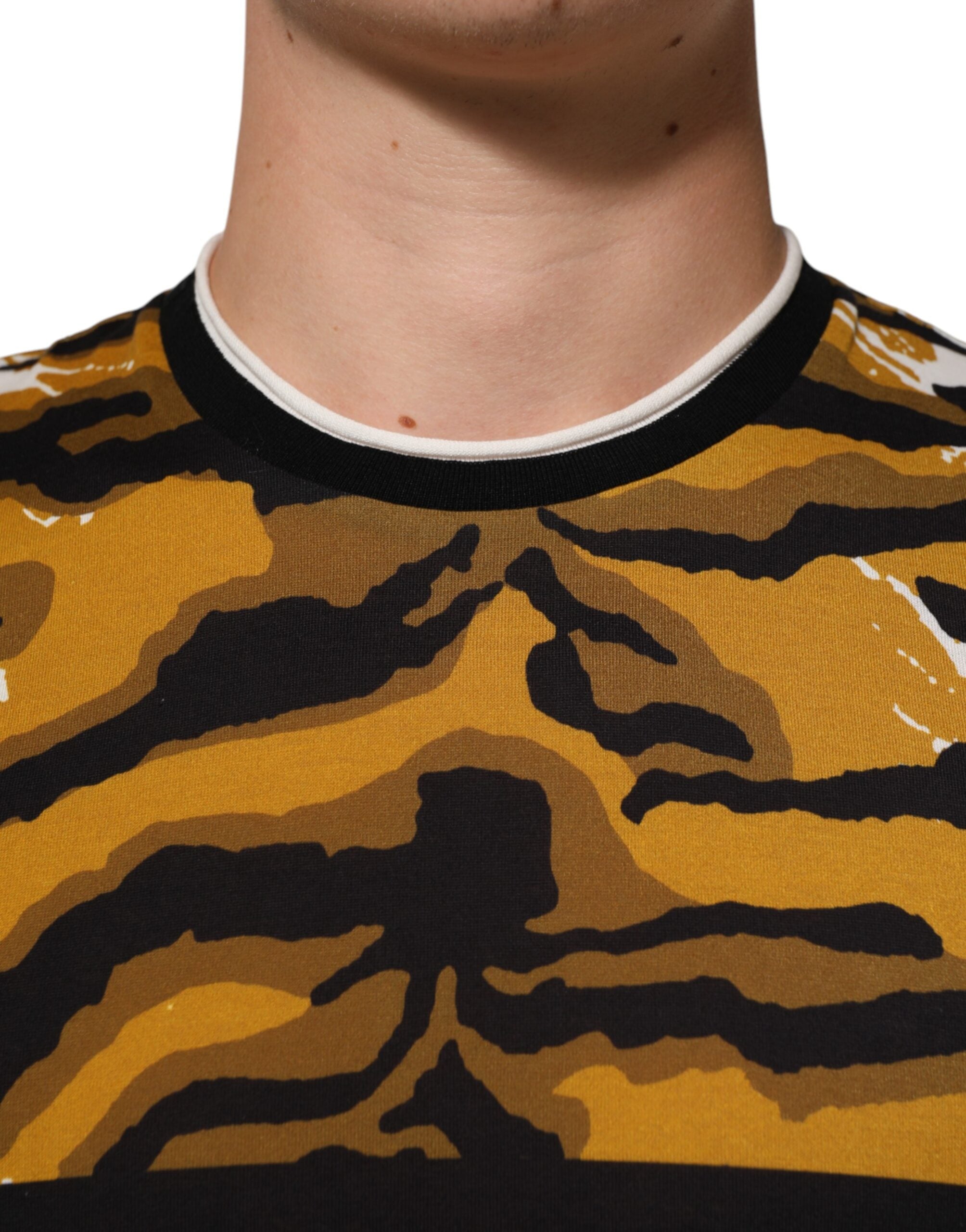 Dolce & Gabbana Multicolor Leopard Palm Leaf Männer Rundhals-T-Shirt-5