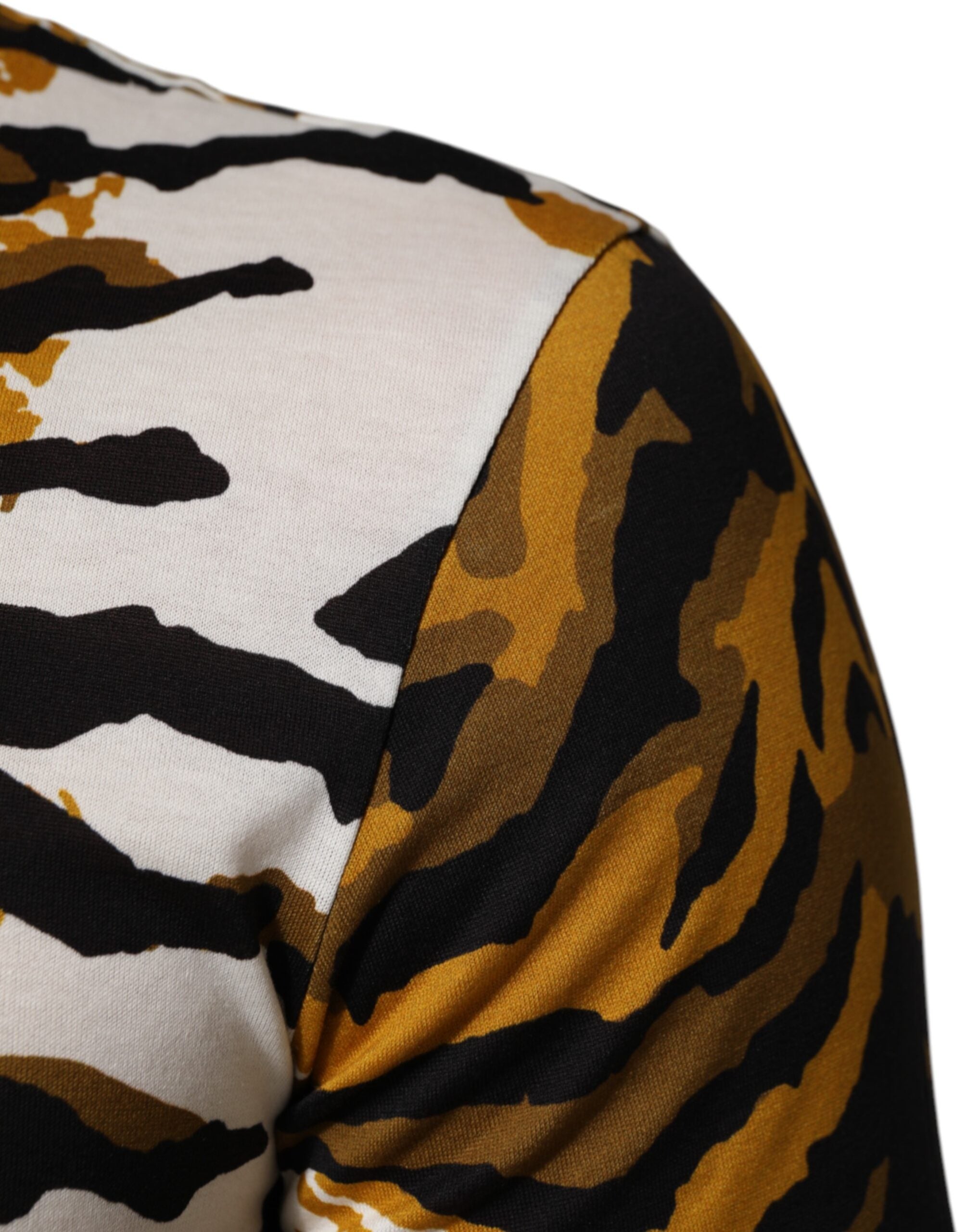 Dolce & Gabbana Multicolor Leopard Palm Leaf Männer Rundhals-T-Shirt-6