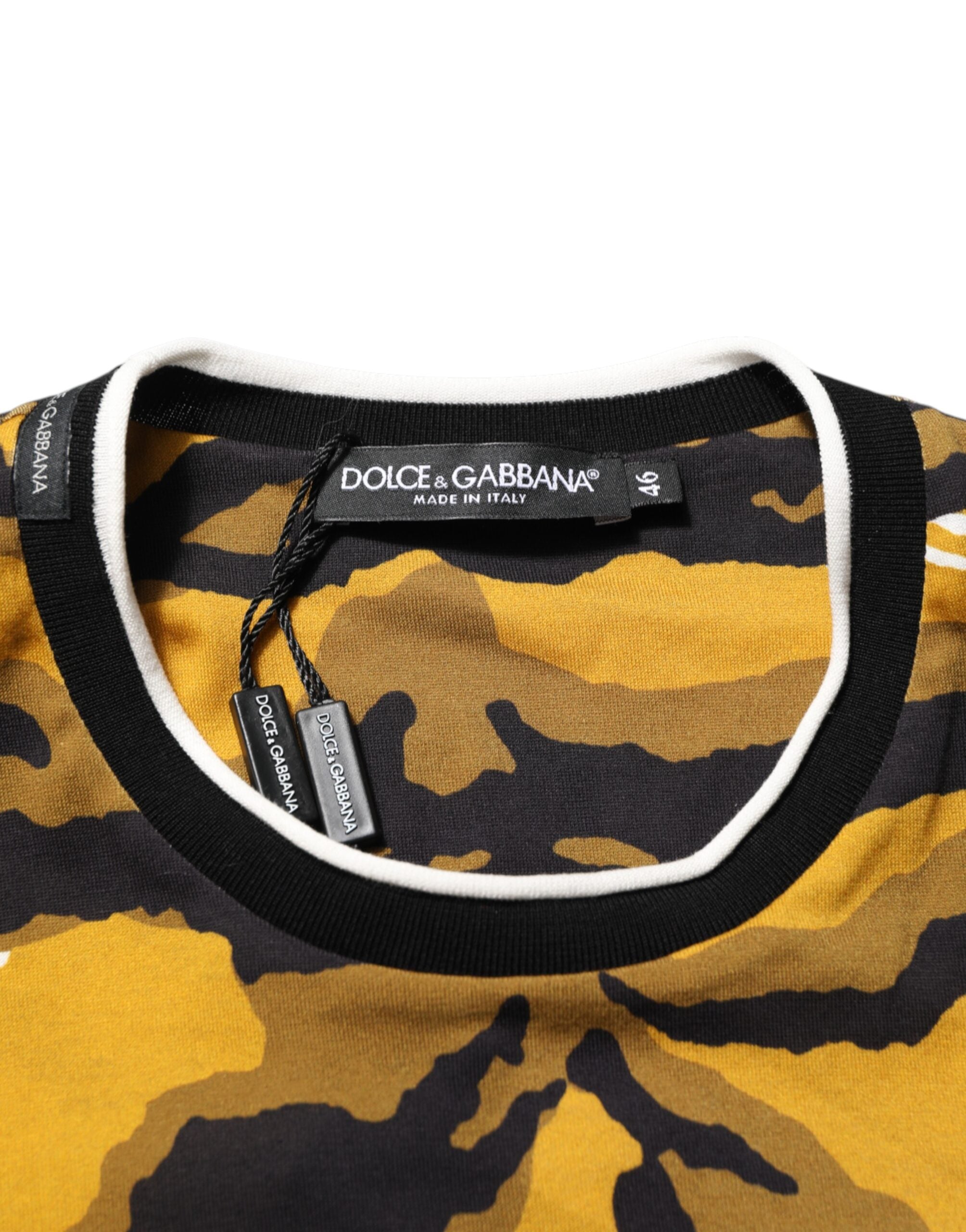 Dolce & Gabbana Multicolor Leopard Palm Leaf Männer Rundhals-T-Shirt-7
