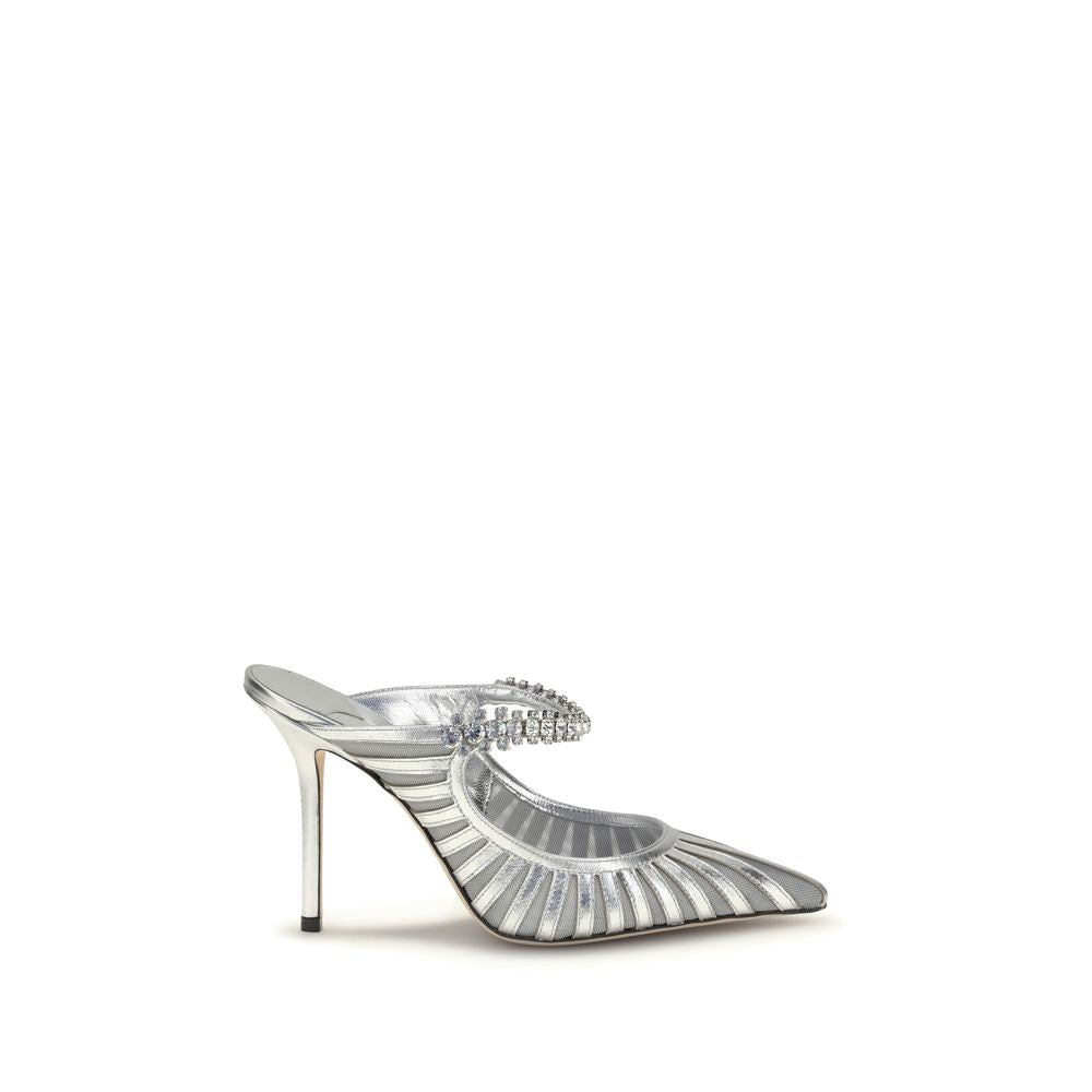 Jimmy Choo Silberne Leder-Pumps mit hohem Absatz-1