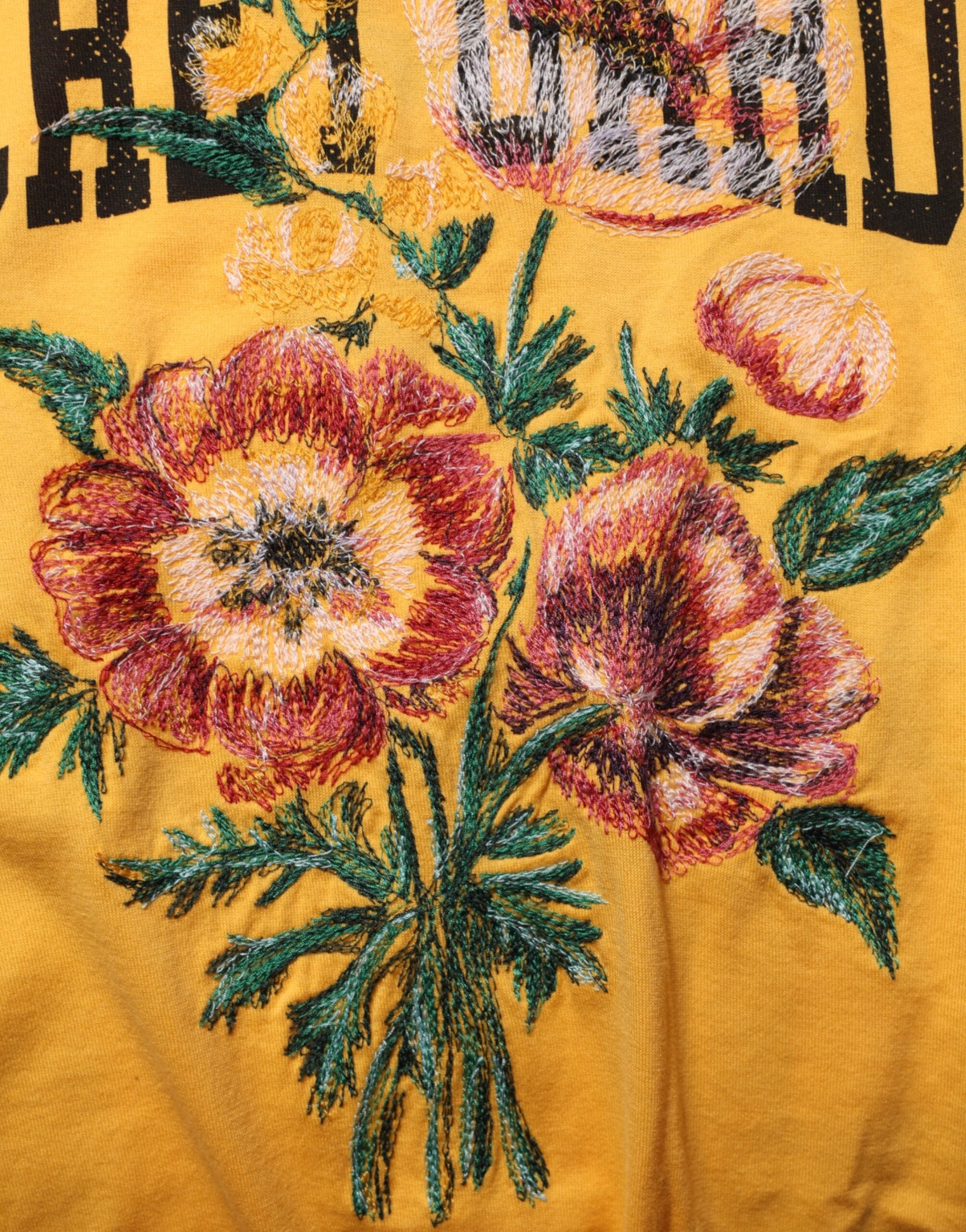 Camiseta de algodón con cuello redondo y estampado floral Secret Garden de Dolce & Gabbana en amarillo-8