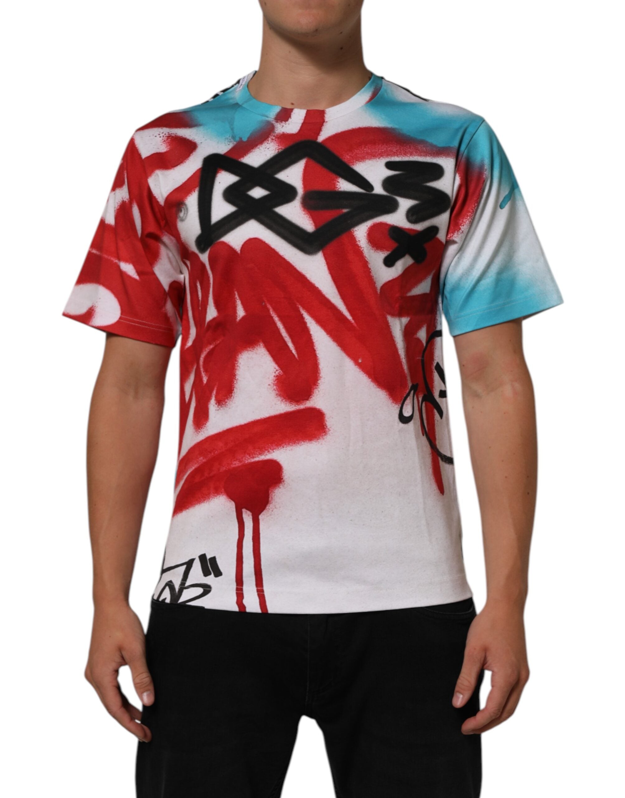 Camiseta blanca con grafiti de Dolce & Gabbana, cuello redondo y manga corta-1