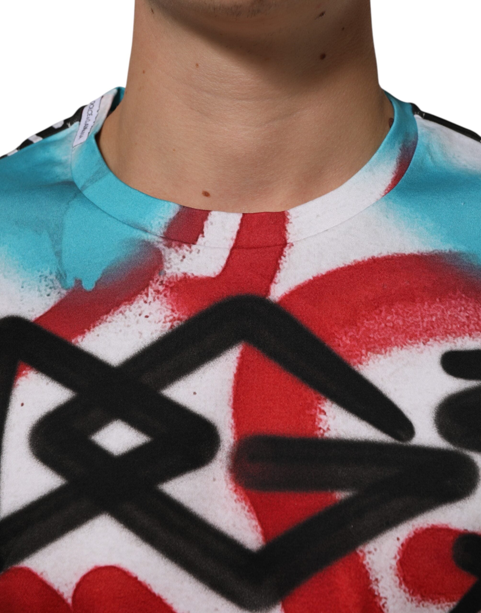 Camiseta blanca con grafiti de Dolce & Gabbana, cuello redondo y manga corta-5