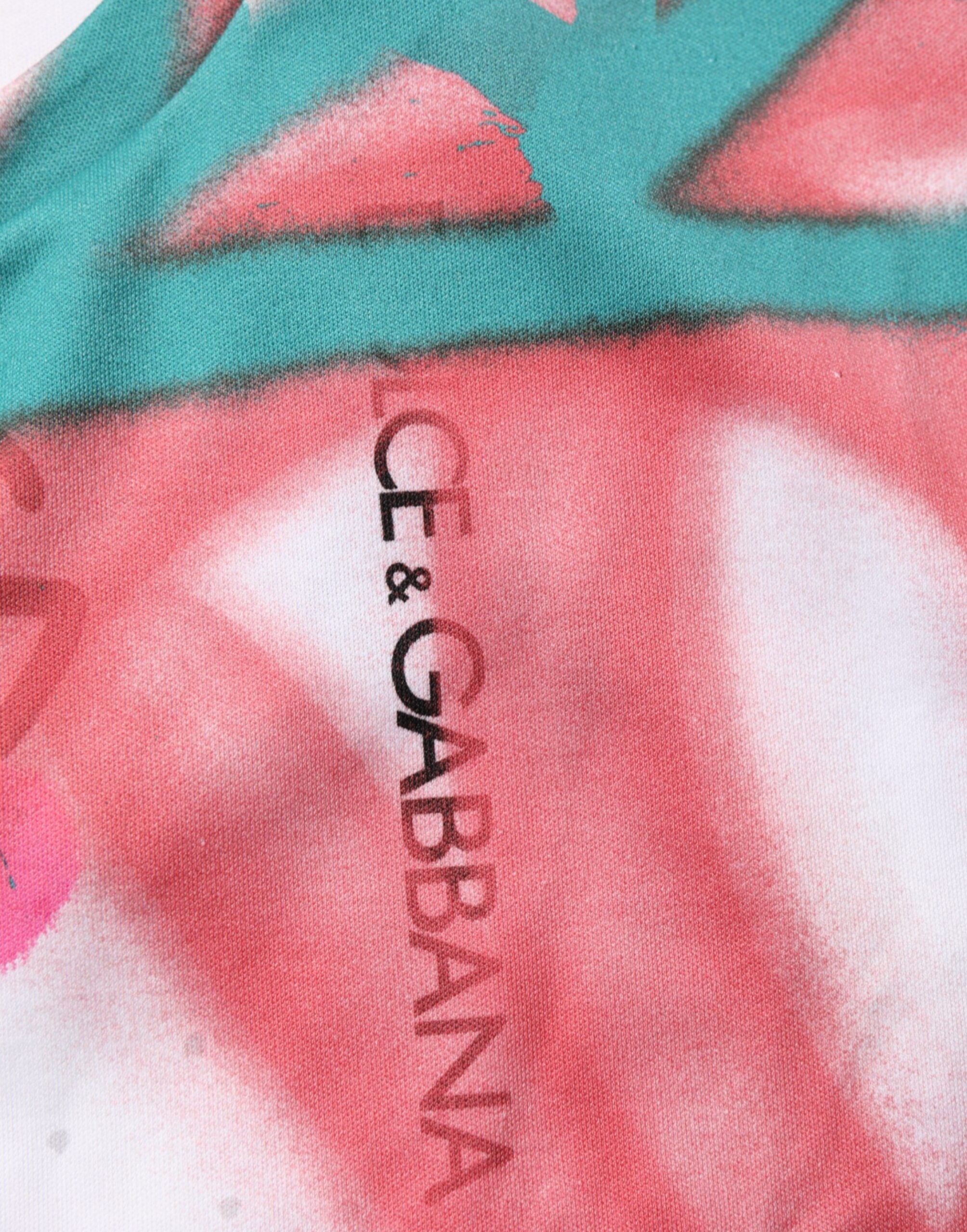 Dolce & Gabbana White Graffiti T-Shirt with Round Neck and Short Sleeves-8