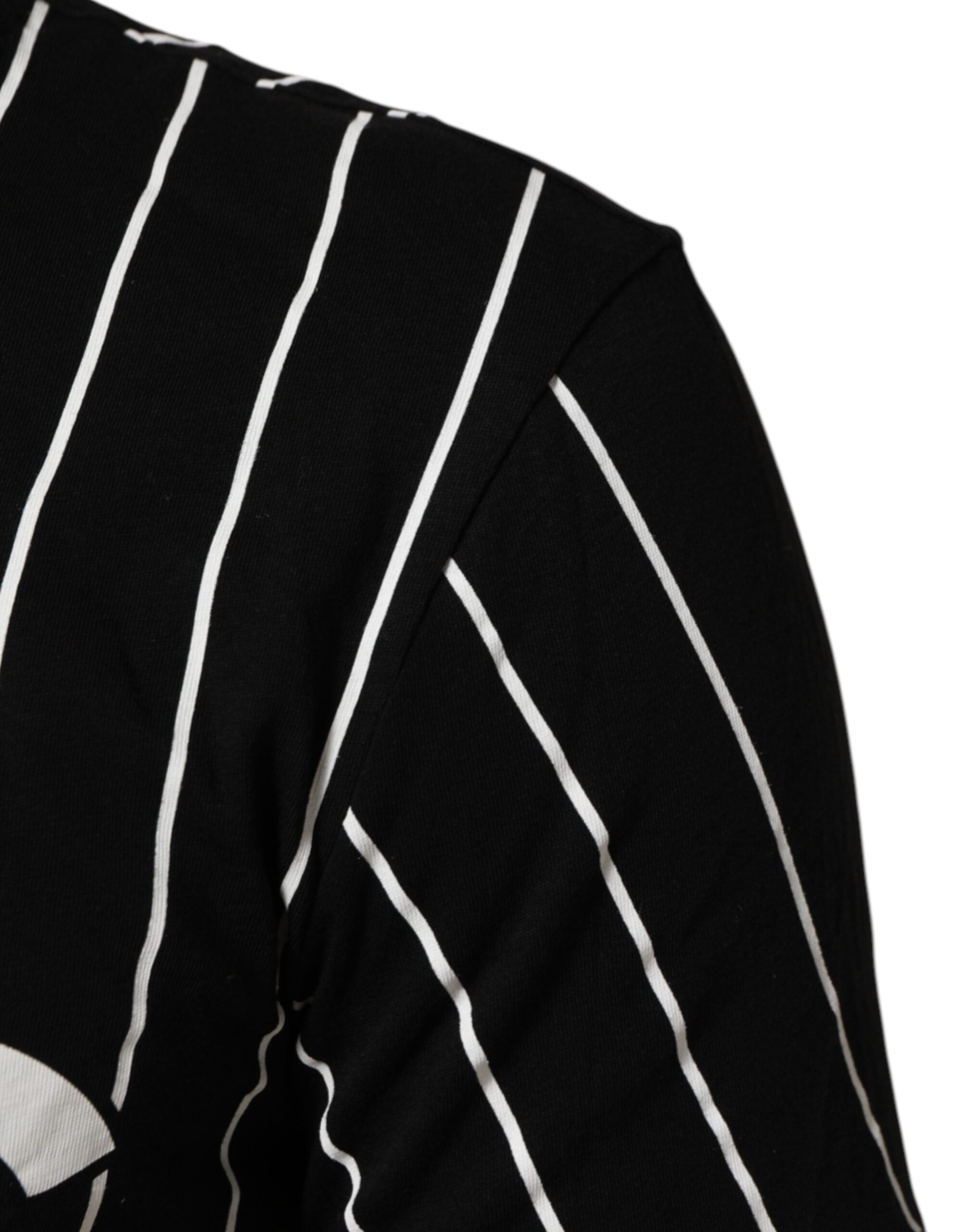 Dolce & Gabbana black cotton t-shirt with round neck and polka dots-6