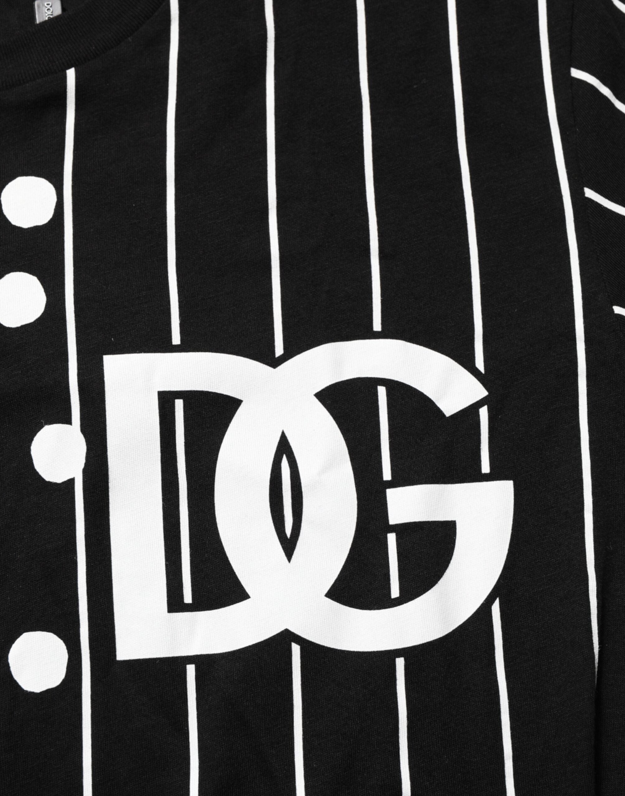 Dolce & Gabbana black cotton t-shirt with round neck and polka dots-8