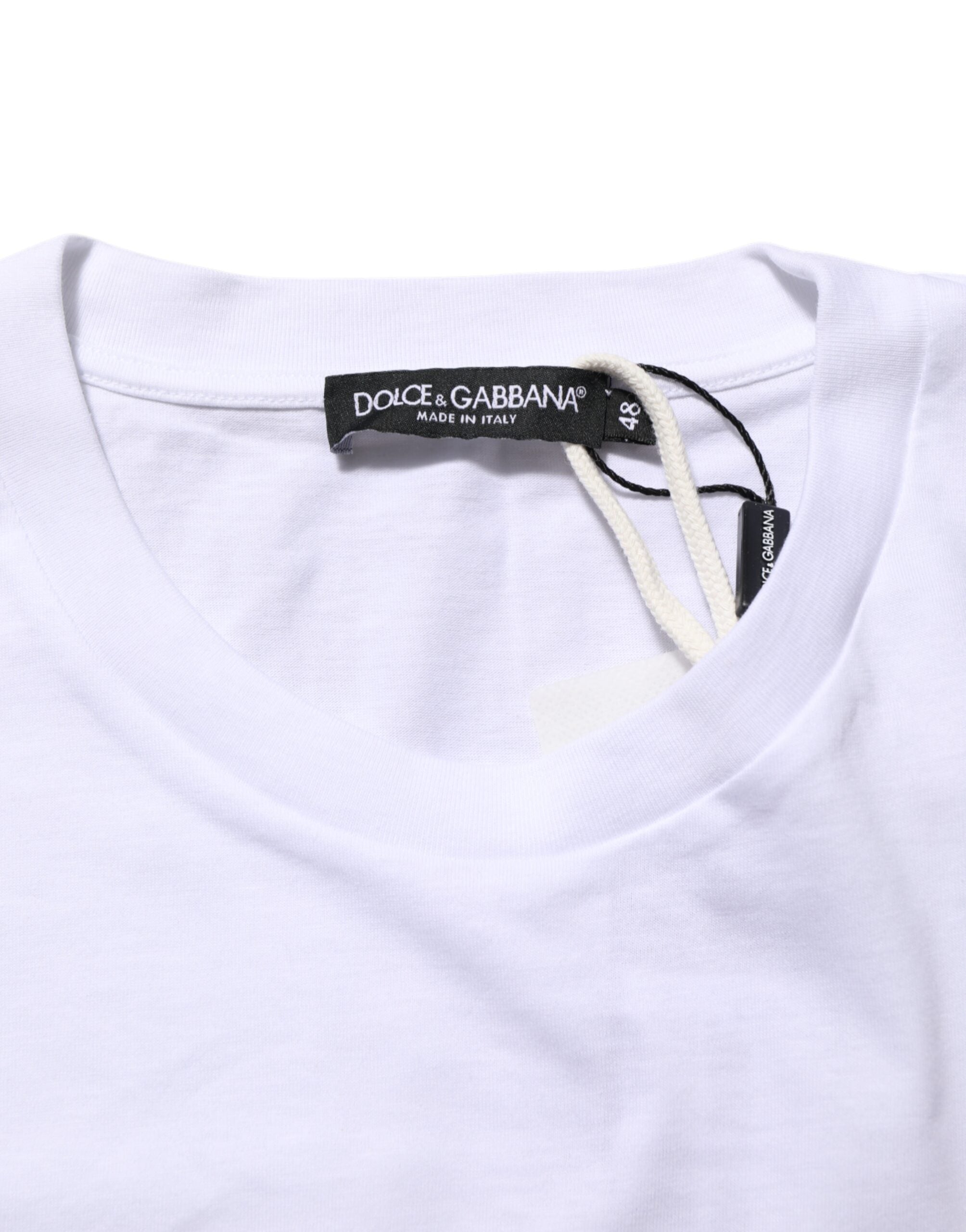Dolce & Gabbana white round neck cotton T-shirt with graphic print-8
