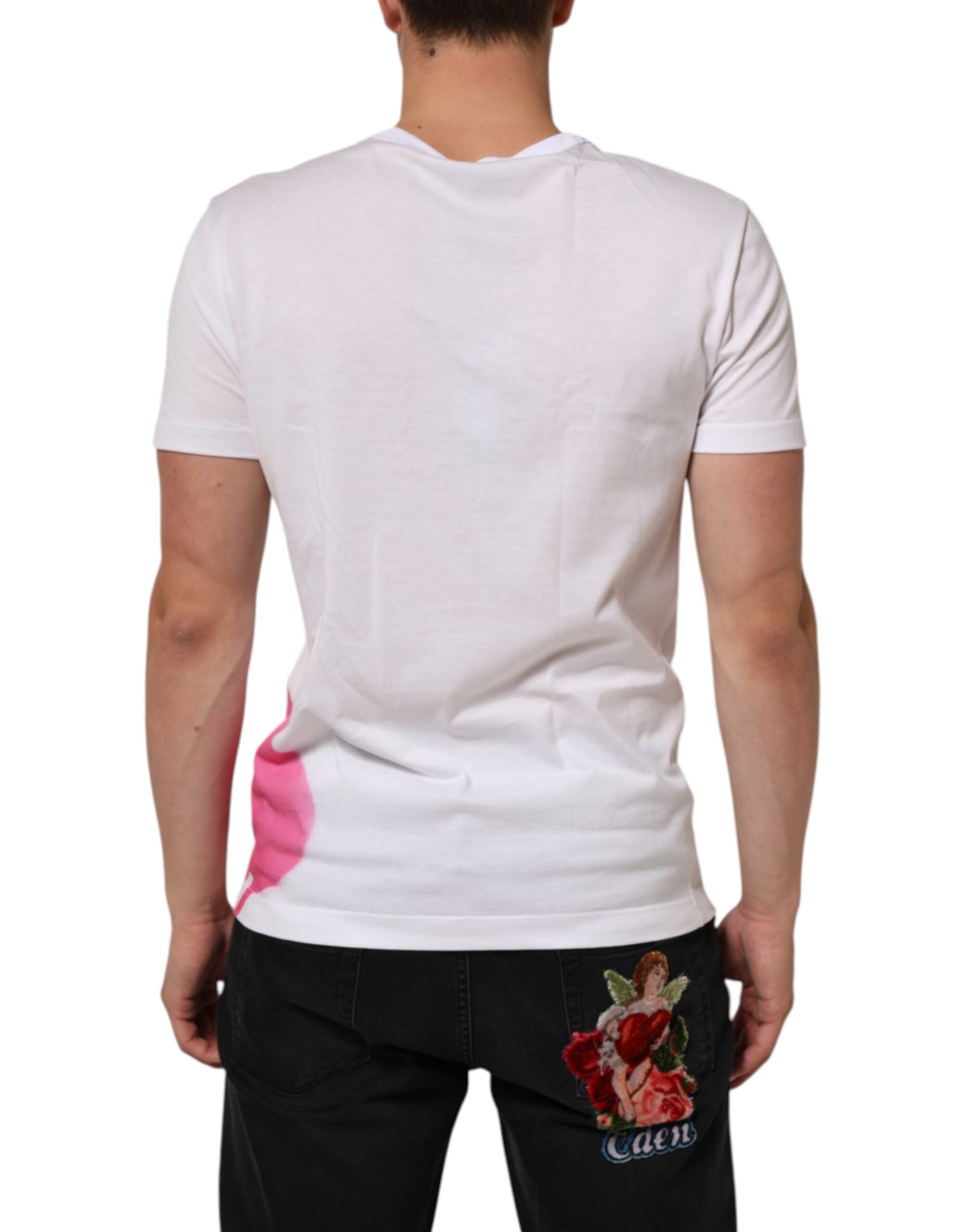 Dolce & Gabbana white round neck cotton T-shirt with graphic print-4