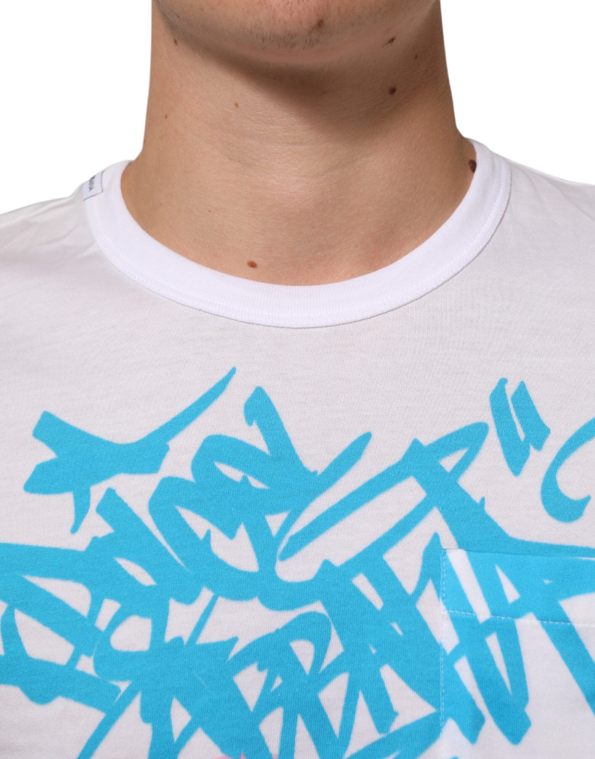 Dolce & Gabbana white round neck cotton T-shirt with graphic print-5