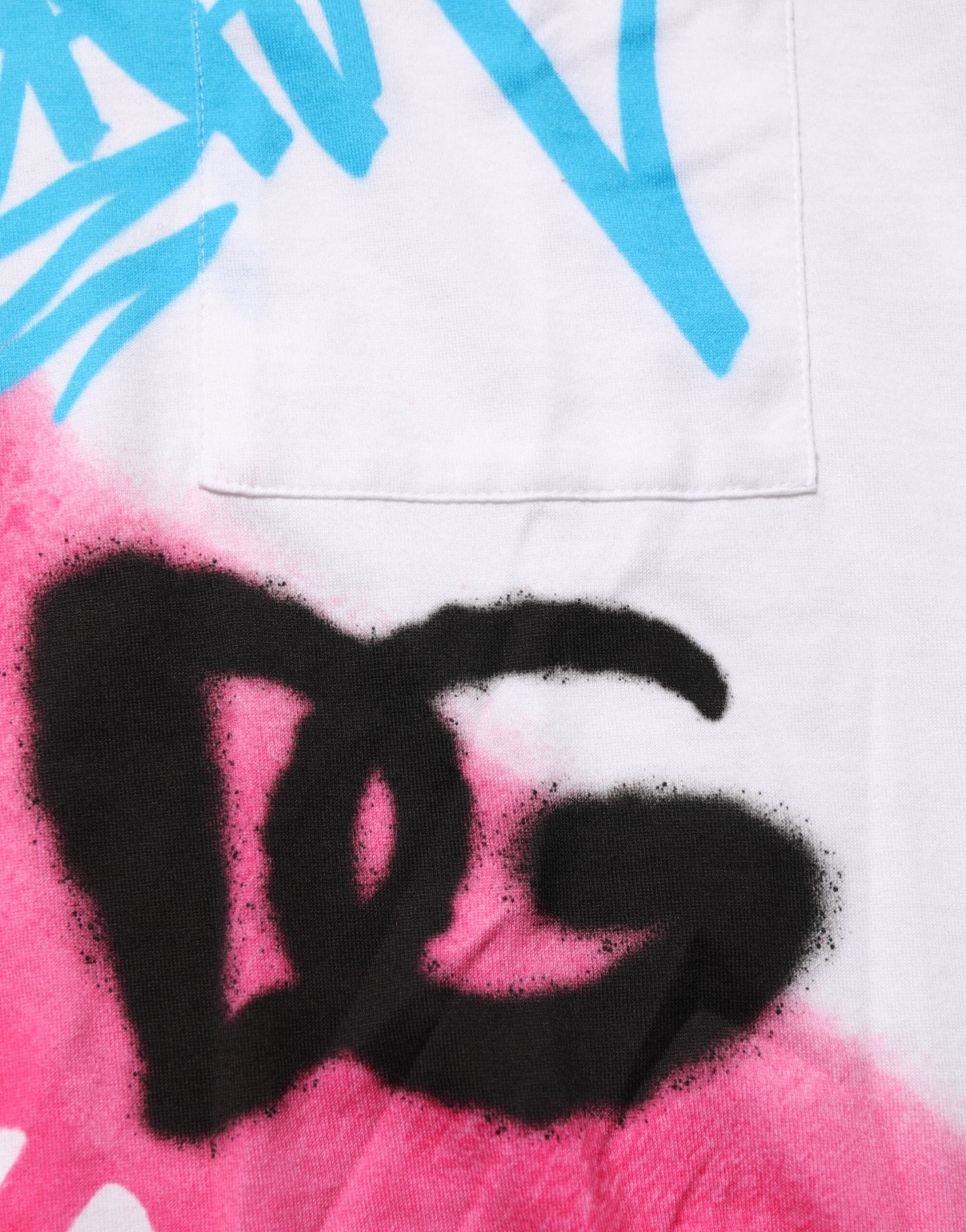 Dolce & Gabbana white round neck cotton T-shirt with graphic print-8
