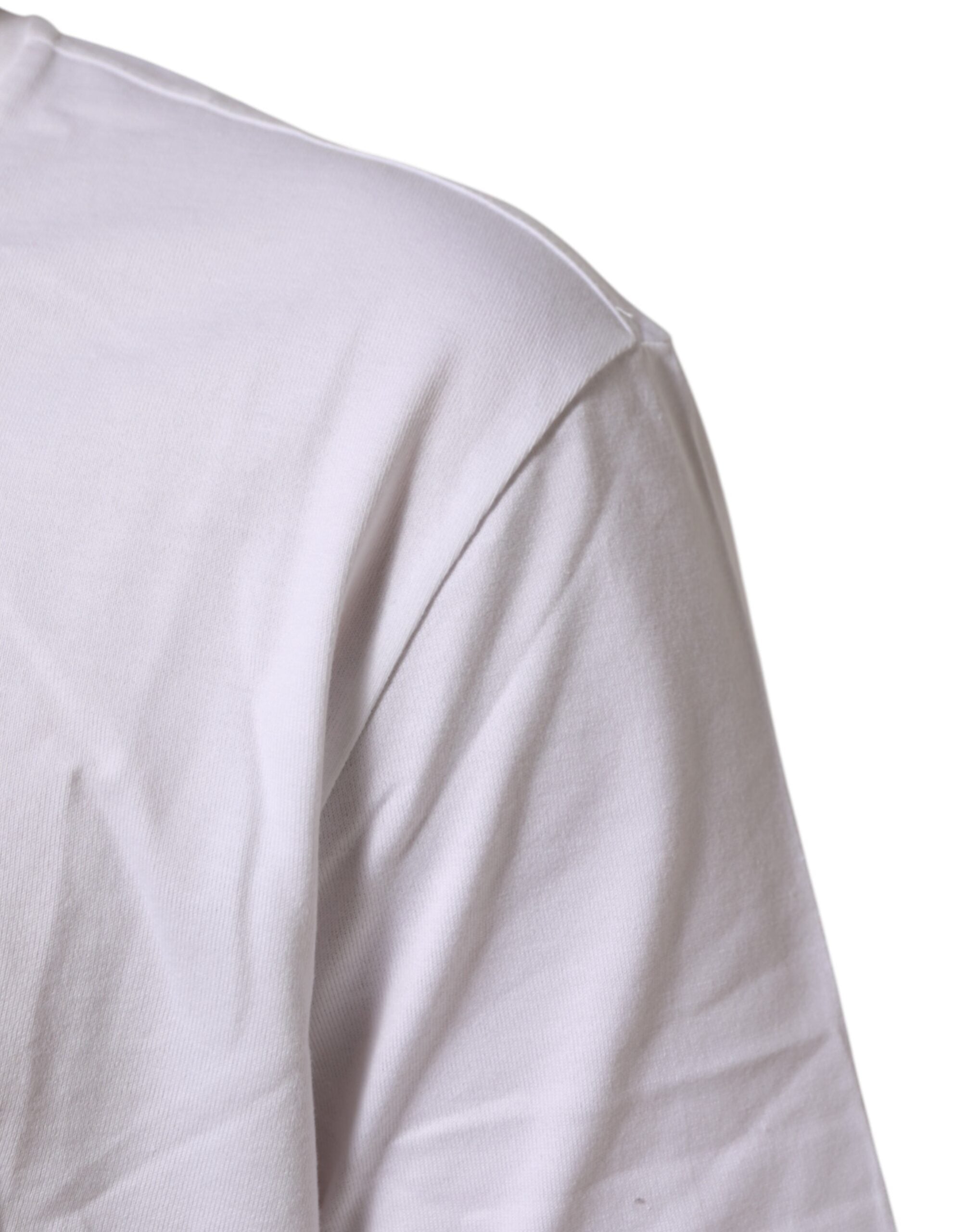 Dolce & Gabbana white cotton T-shirt with round neck and short sleeves-6