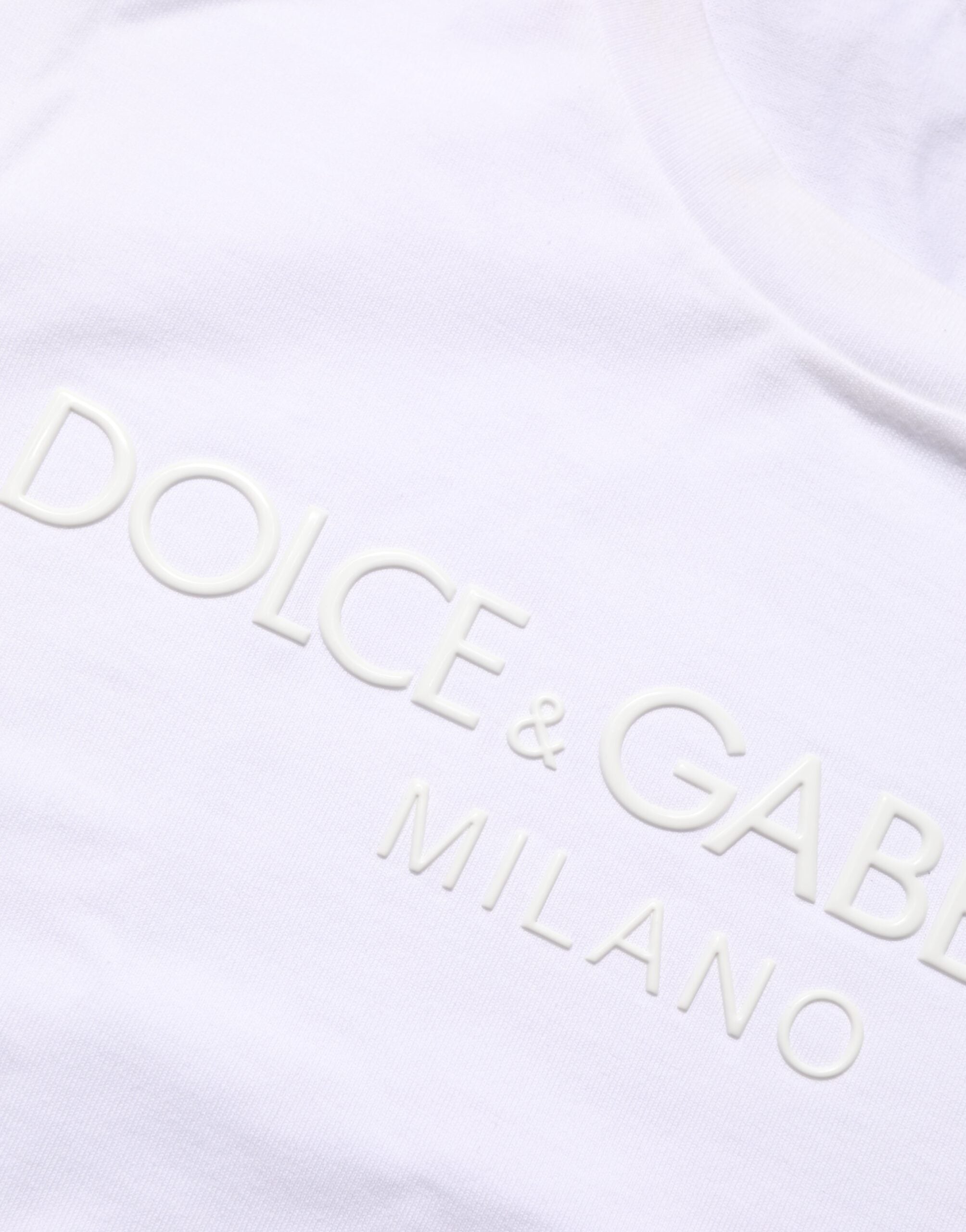 Dolce & Gabbana white cotton T-shirt with round neck and short sleeves-7