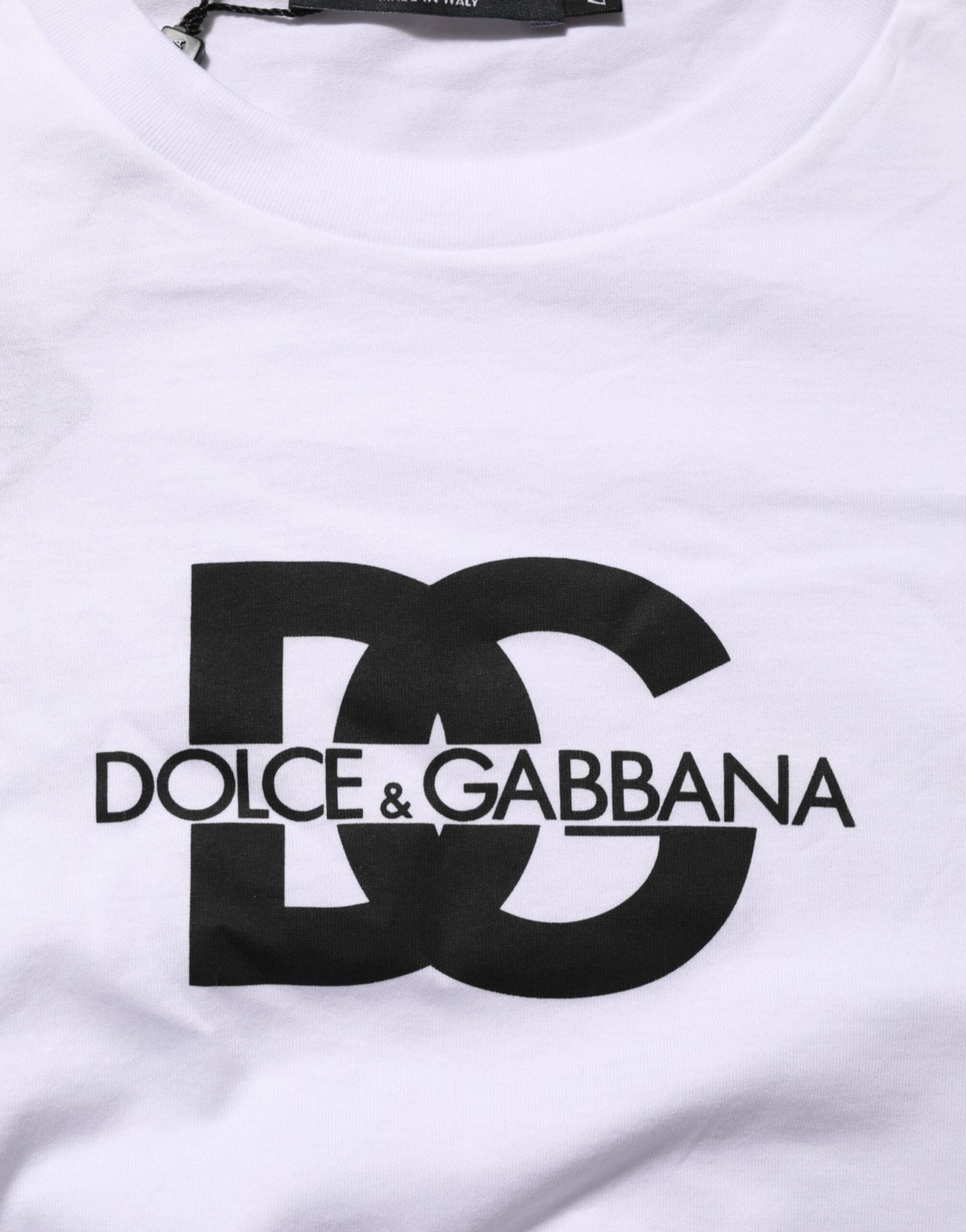Dolce & Gabbana White Logo Print Cotton Crew Neck Men's T-Shirt-8
