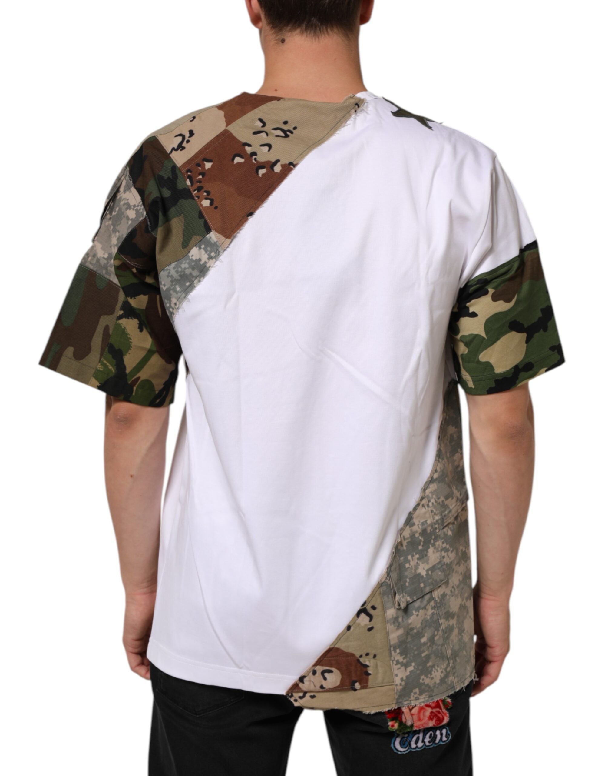Dolce & Gabbana White Camouflage Pattern Men's Cotton T-Shirt-4