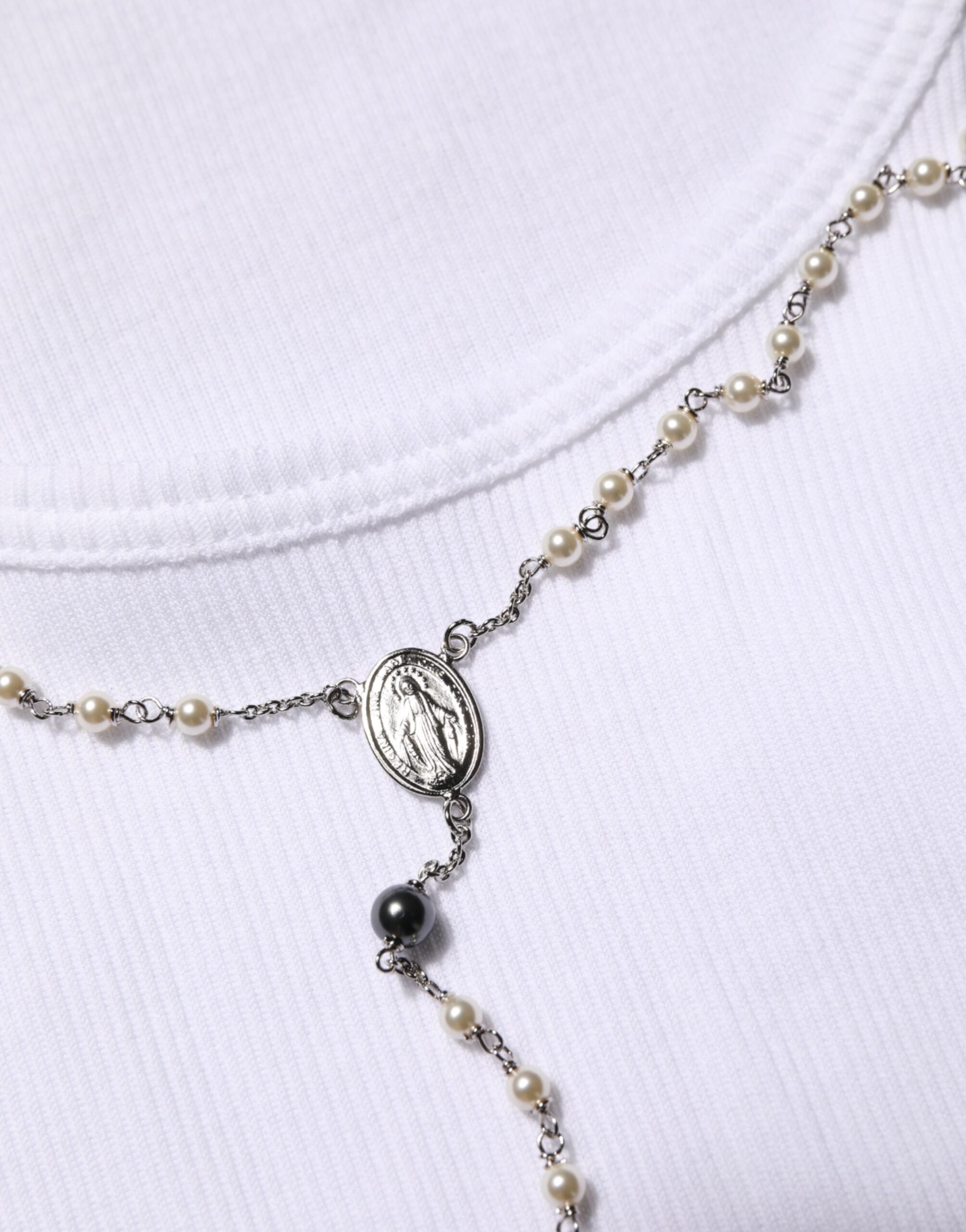 Dolce & Gabbana White Cotton Chain Necklace Tank Top T-Shirt-7