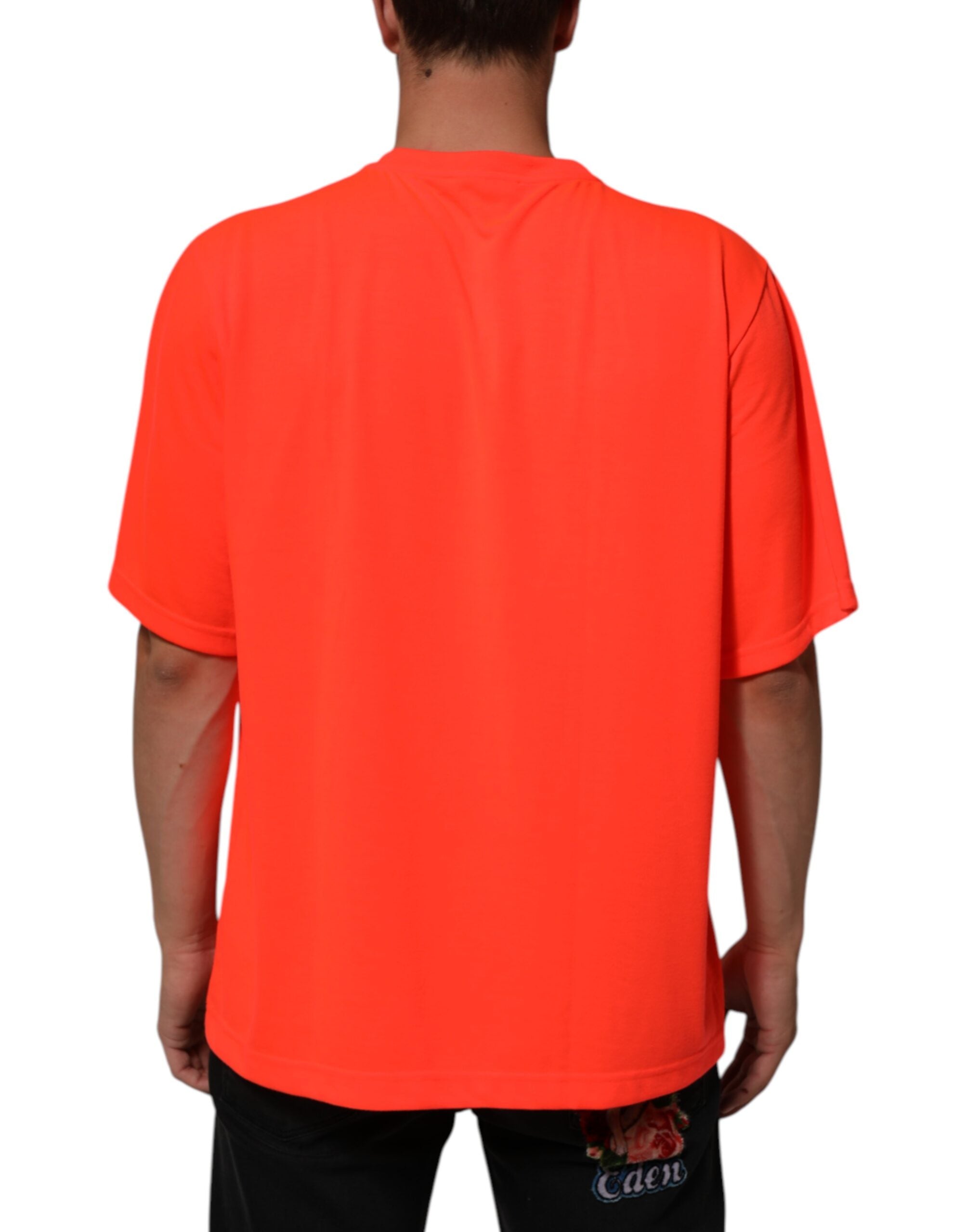 Camiseta Dolce & Gabbana de poliéster naranja neón con cuello redondo para hombre-4