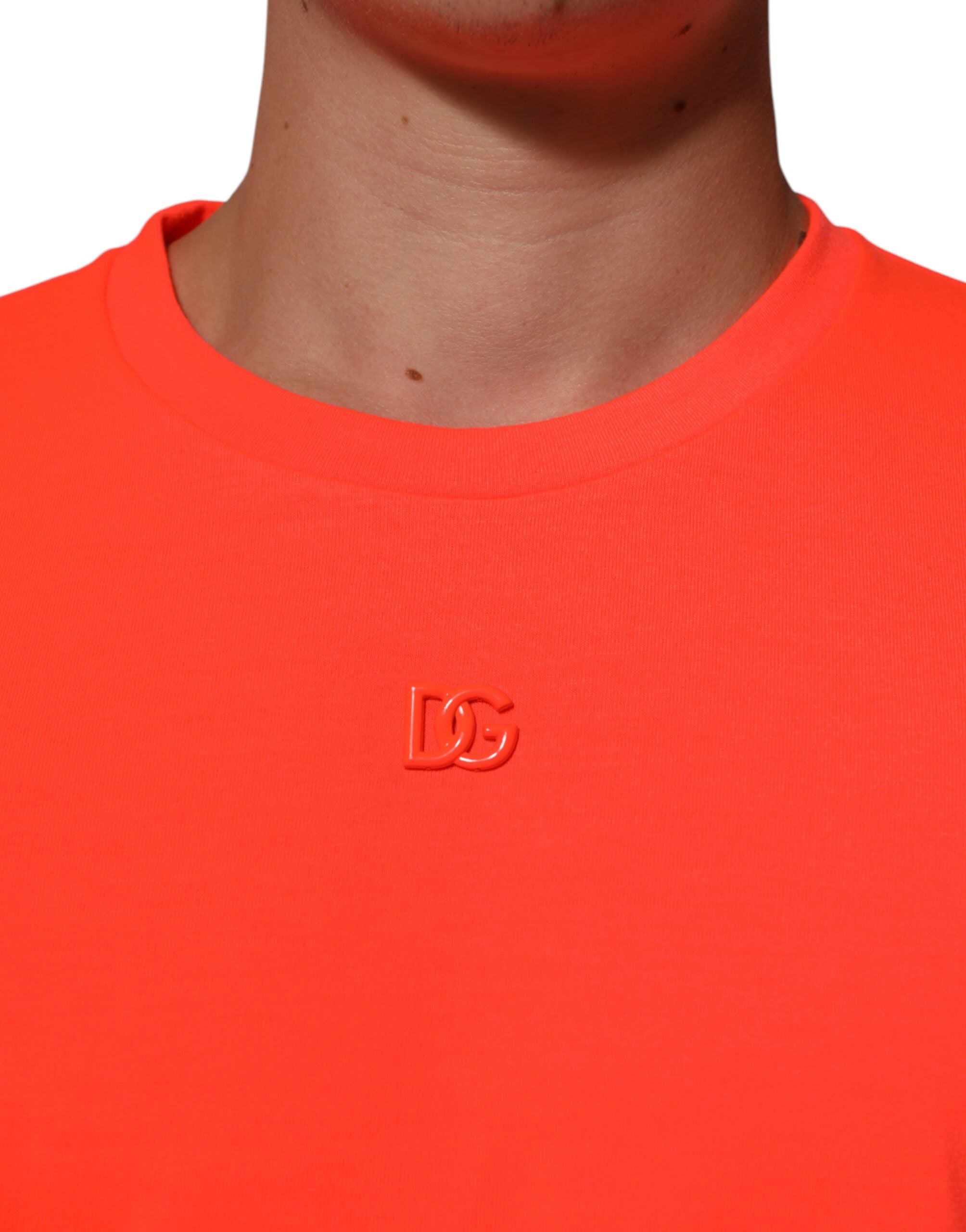 Camiseta Dolce & Gabbana de poliéster naranja neón con cuello redondo para hombre-5