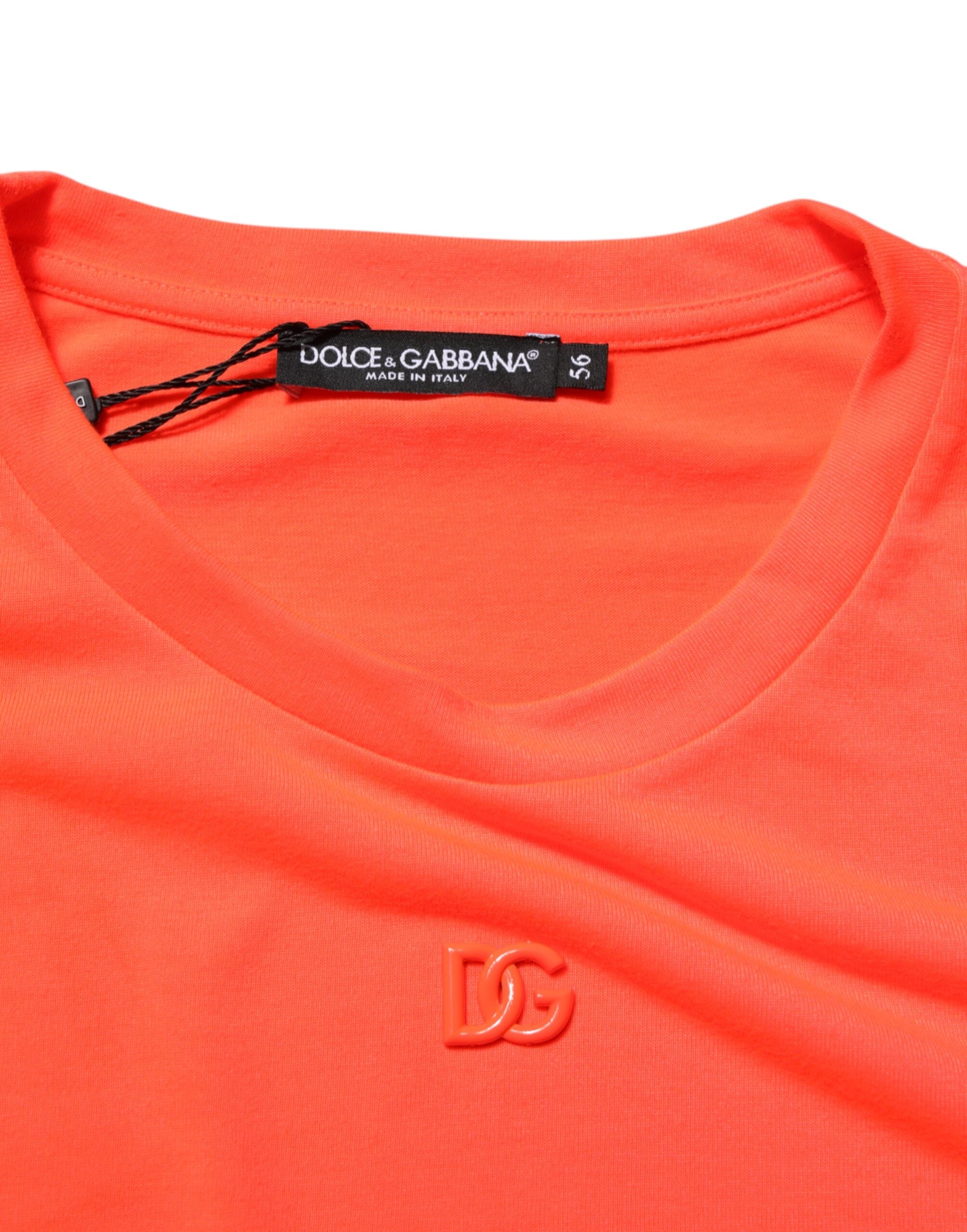 Camiseta Dolce & Gabbana de poliéster naranja neón con cuello redondo para hombre-7