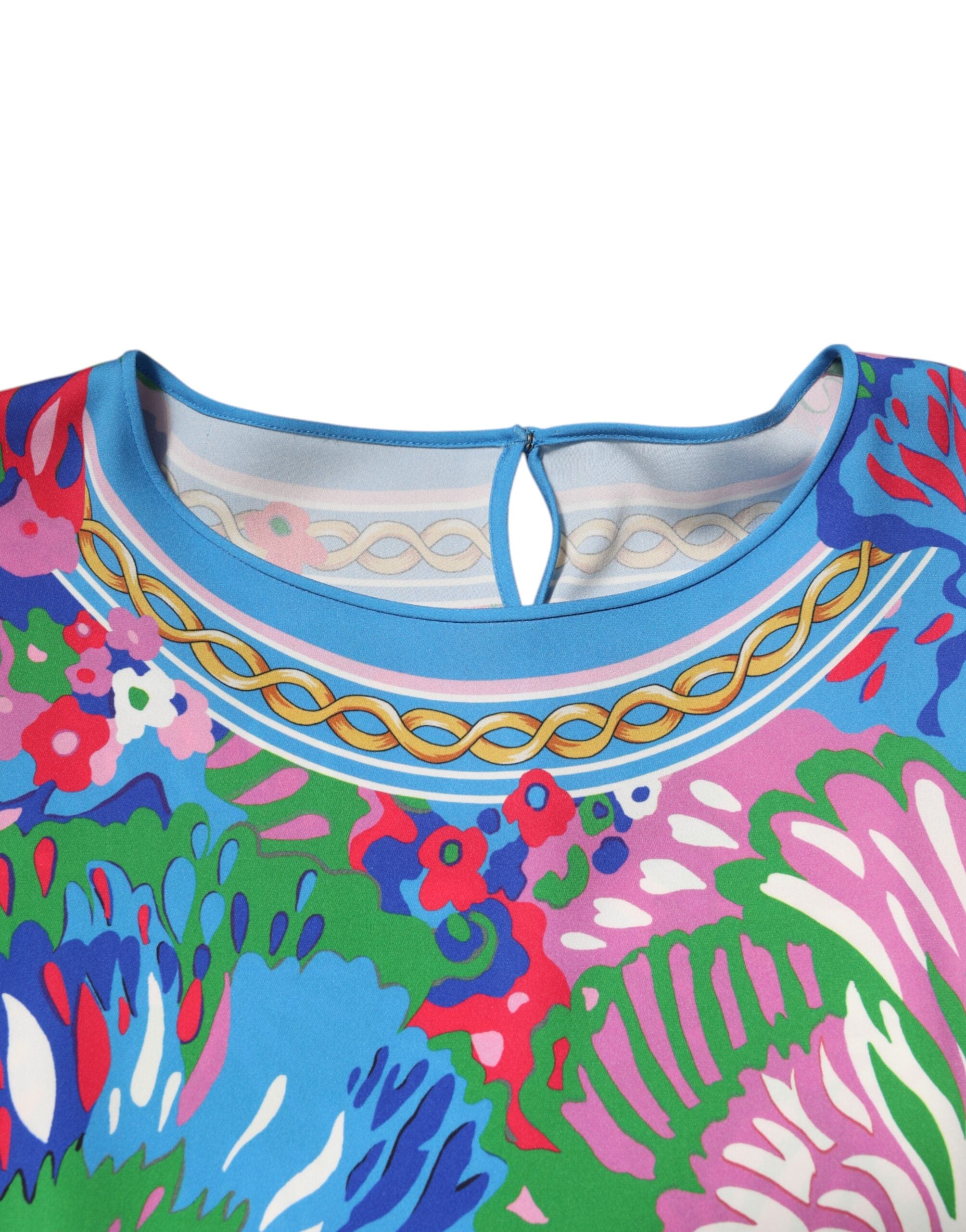 Blusa túnica con estampado floral multicolor de Dolce & Gabbana-6
