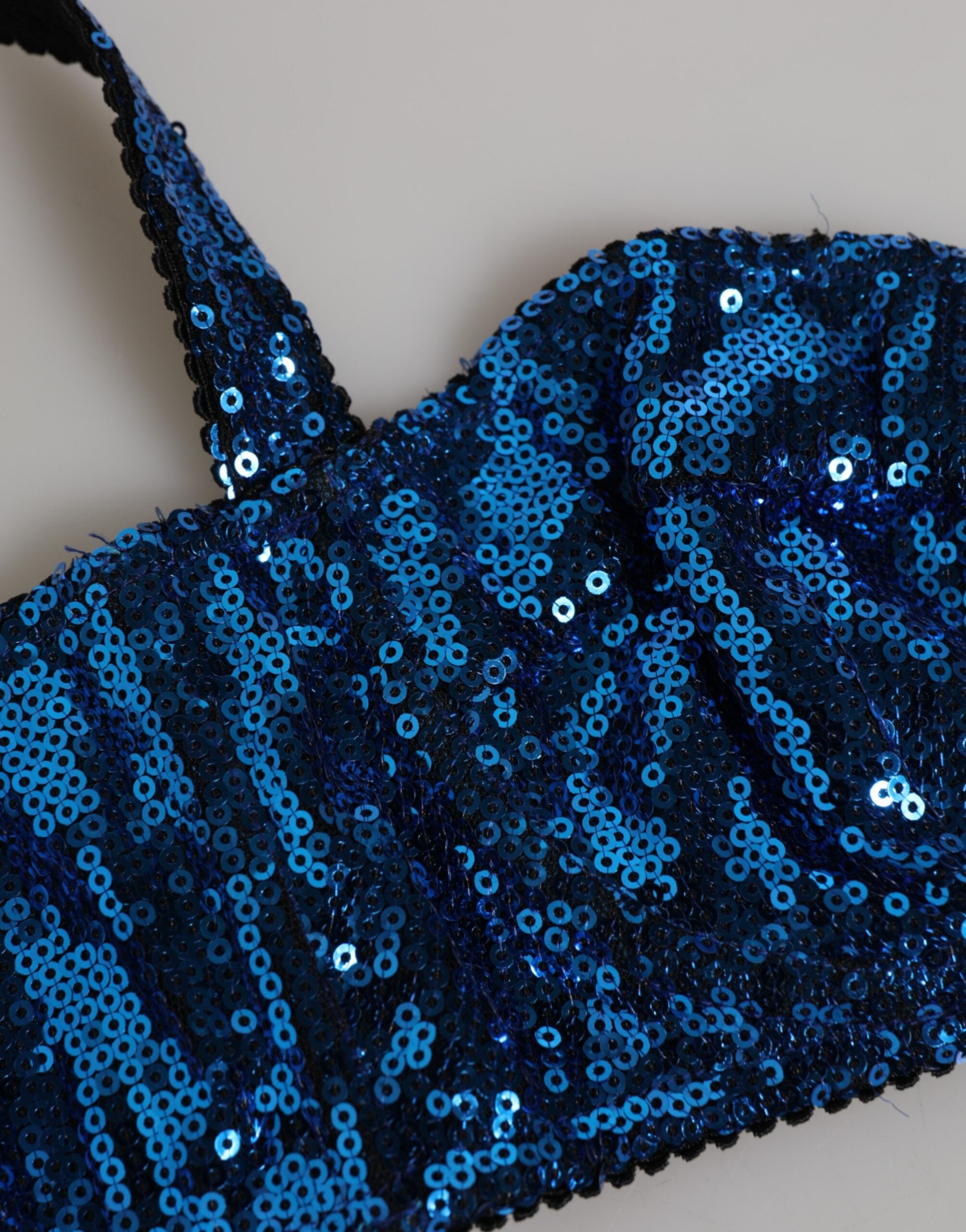 Dolce & Gabbana Blue Sequined Balconette Bra Underwear-3