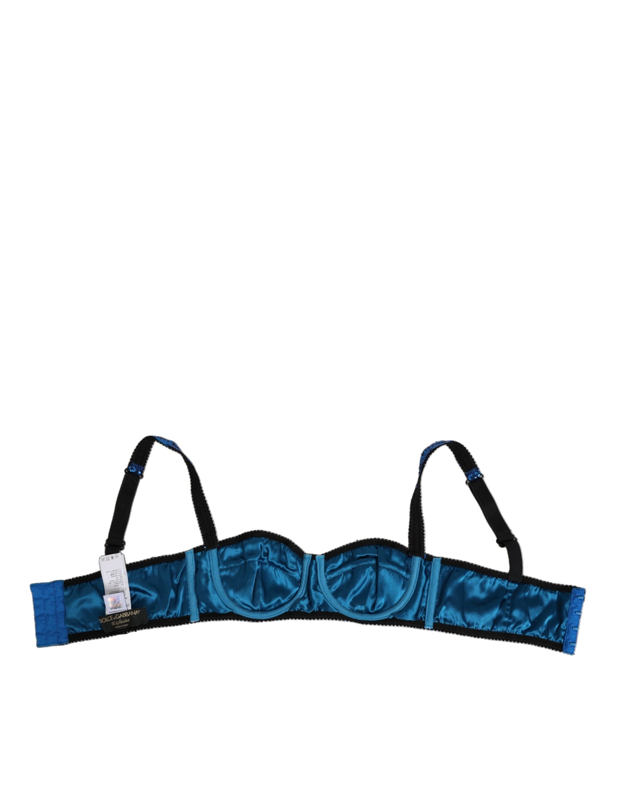 Dolce & Gabbana Blue Sequined Balconette Bra Underwear-4