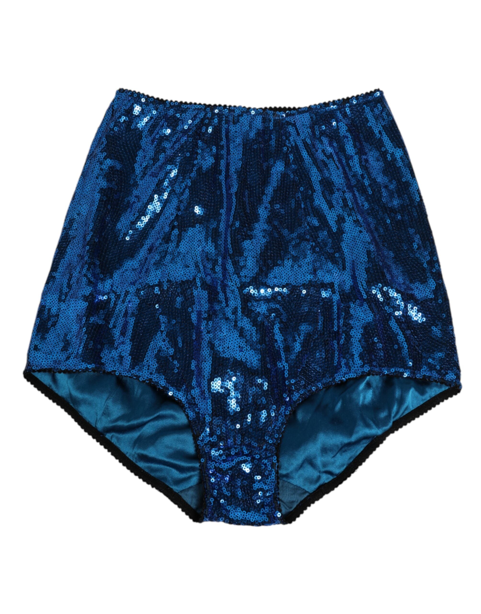 Dolce & Gabbana Blaue, paillettenbesetzte Miederunterwäsche mit hoher Taille-1
