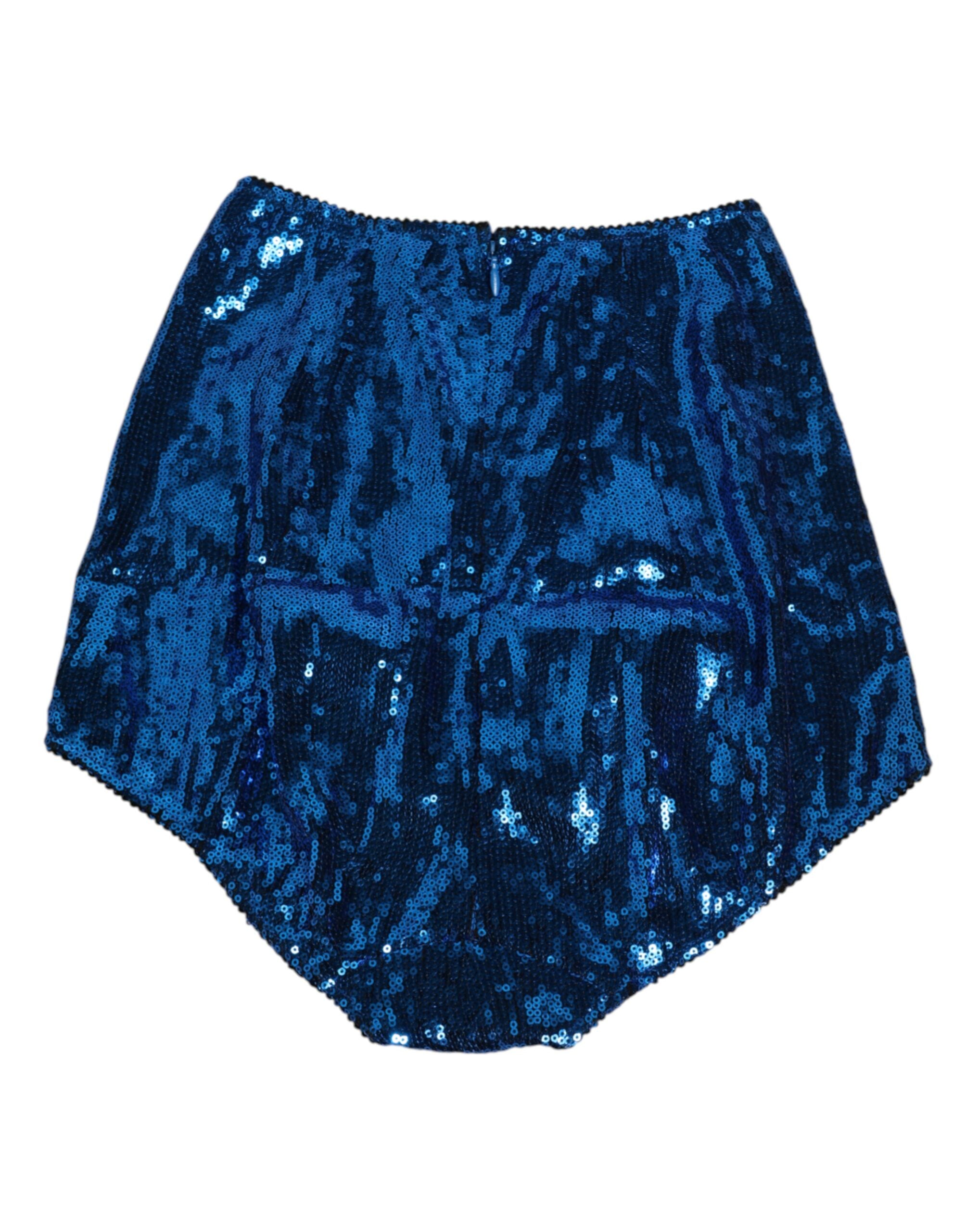 Dolce & Gabbana Blaue, paillettenbesetzte Miederunterwäsche mit hoher Taille-3