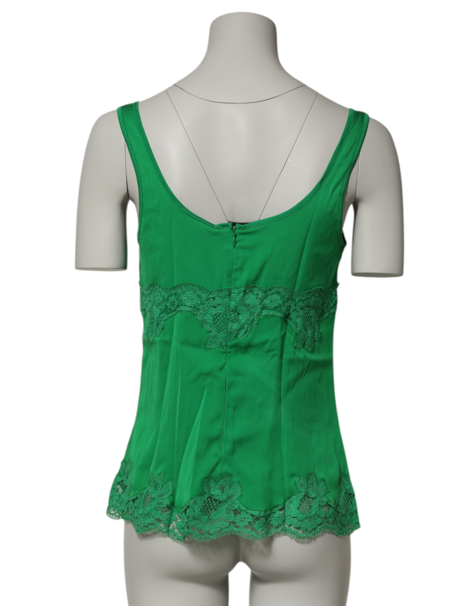 Dolce & Gabbana Green Floral Lace Tank Top Underwear-4