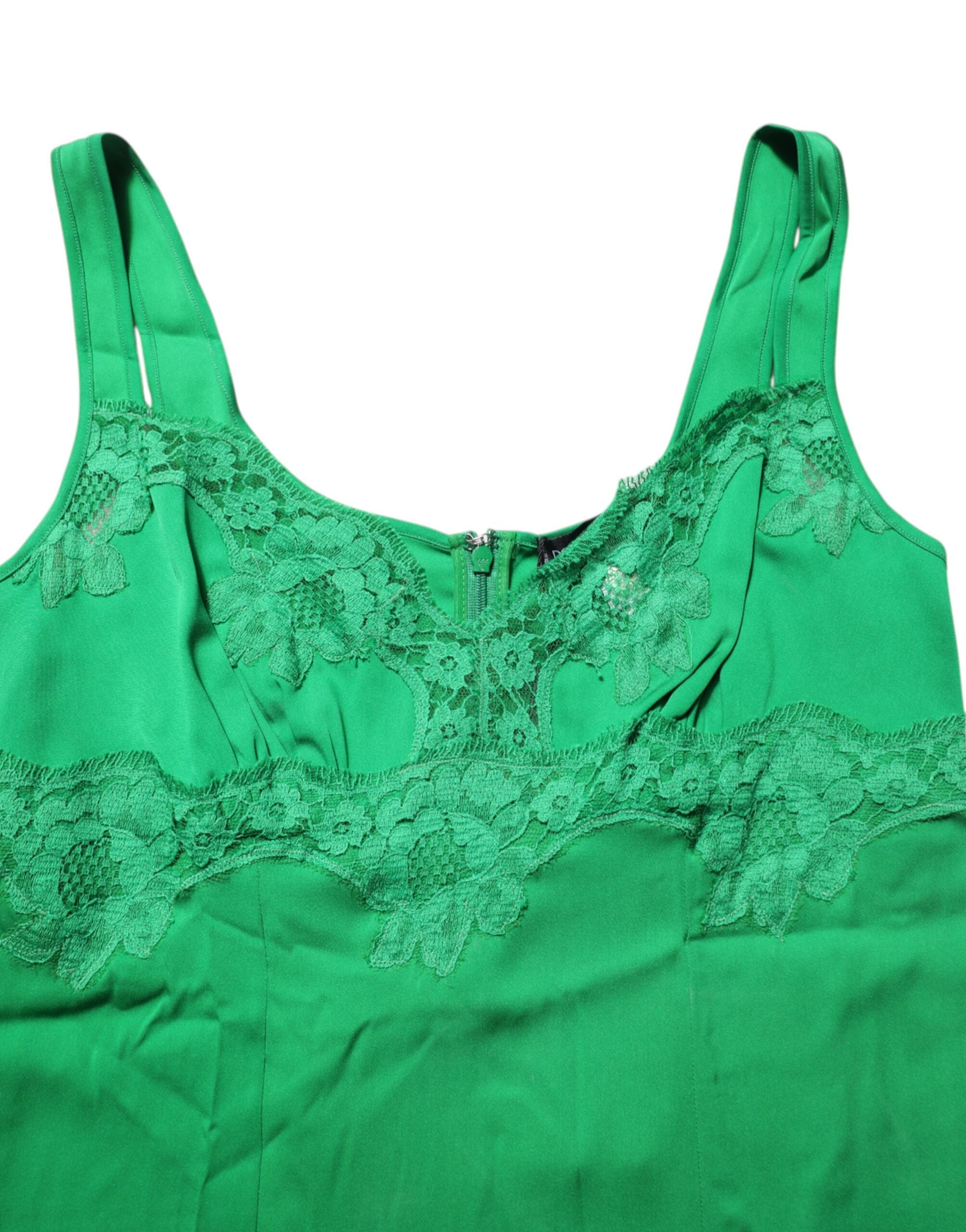 Dolce & Gabbana Green Floral Lace Tank Top Underwear-5