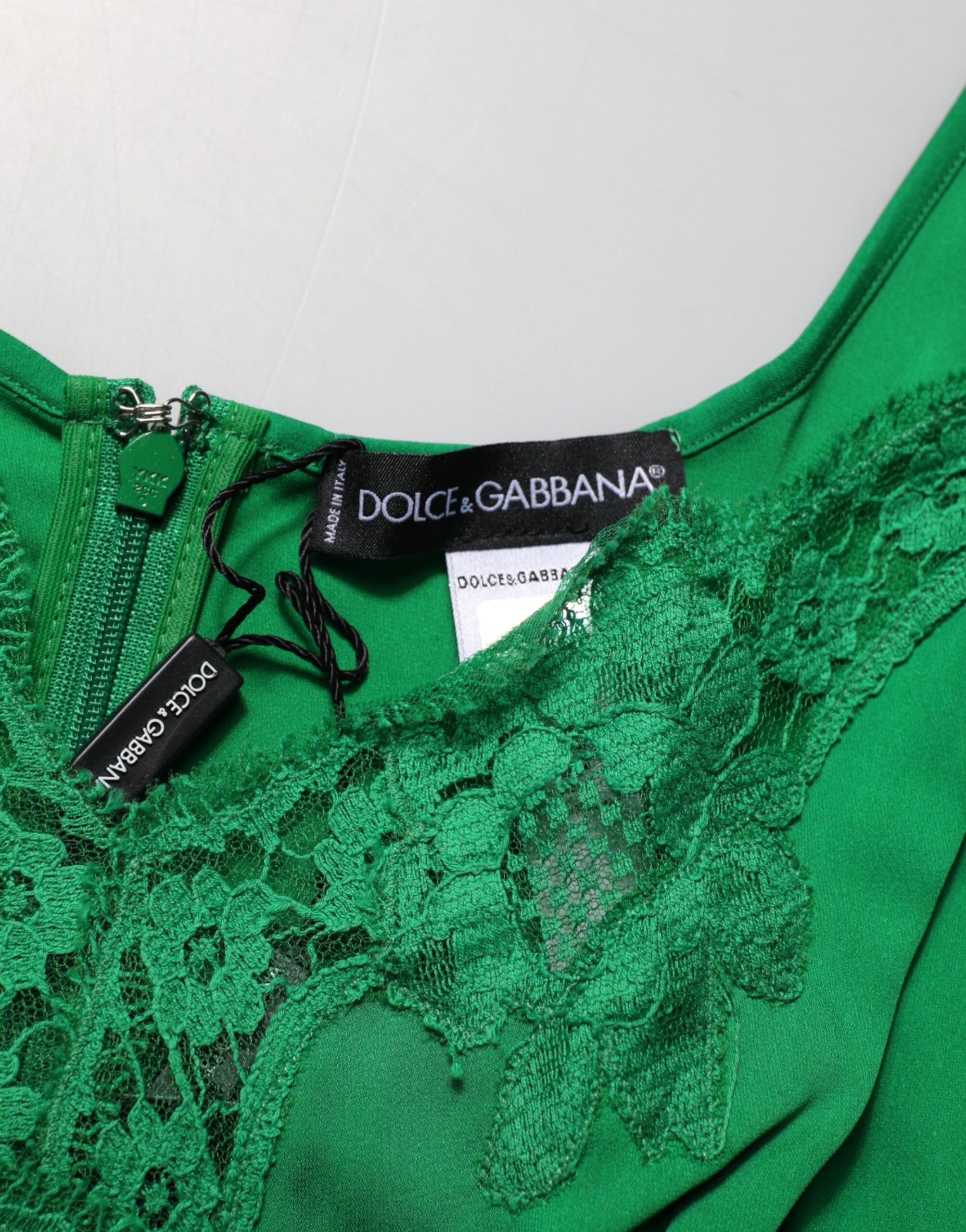 Dolce & Gabbana Green Floral Lace Tank Top Underwear-6