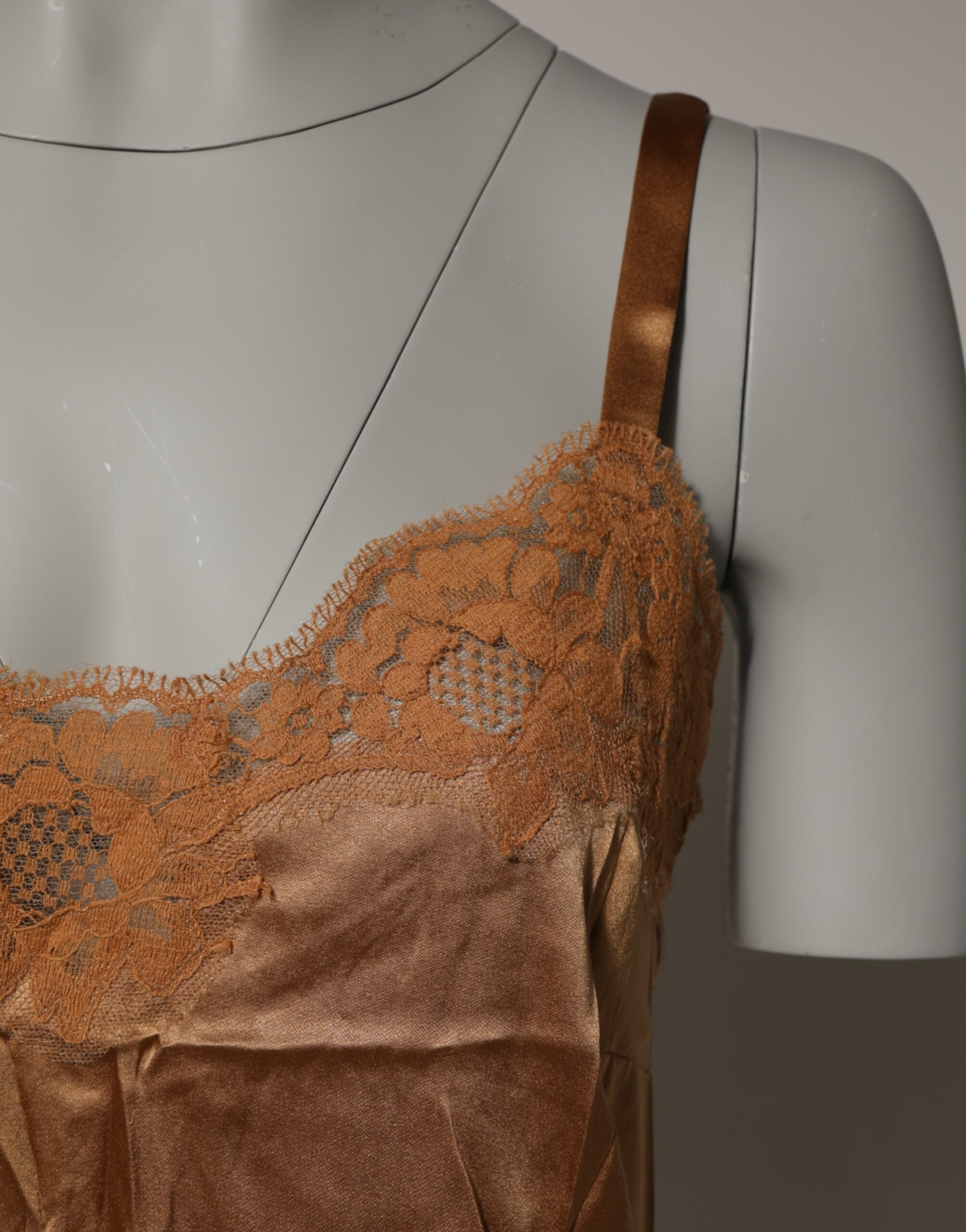 Dolce & Gabbana Brown Floral Lace Tank Lingerie Nightwear Underwear-3
