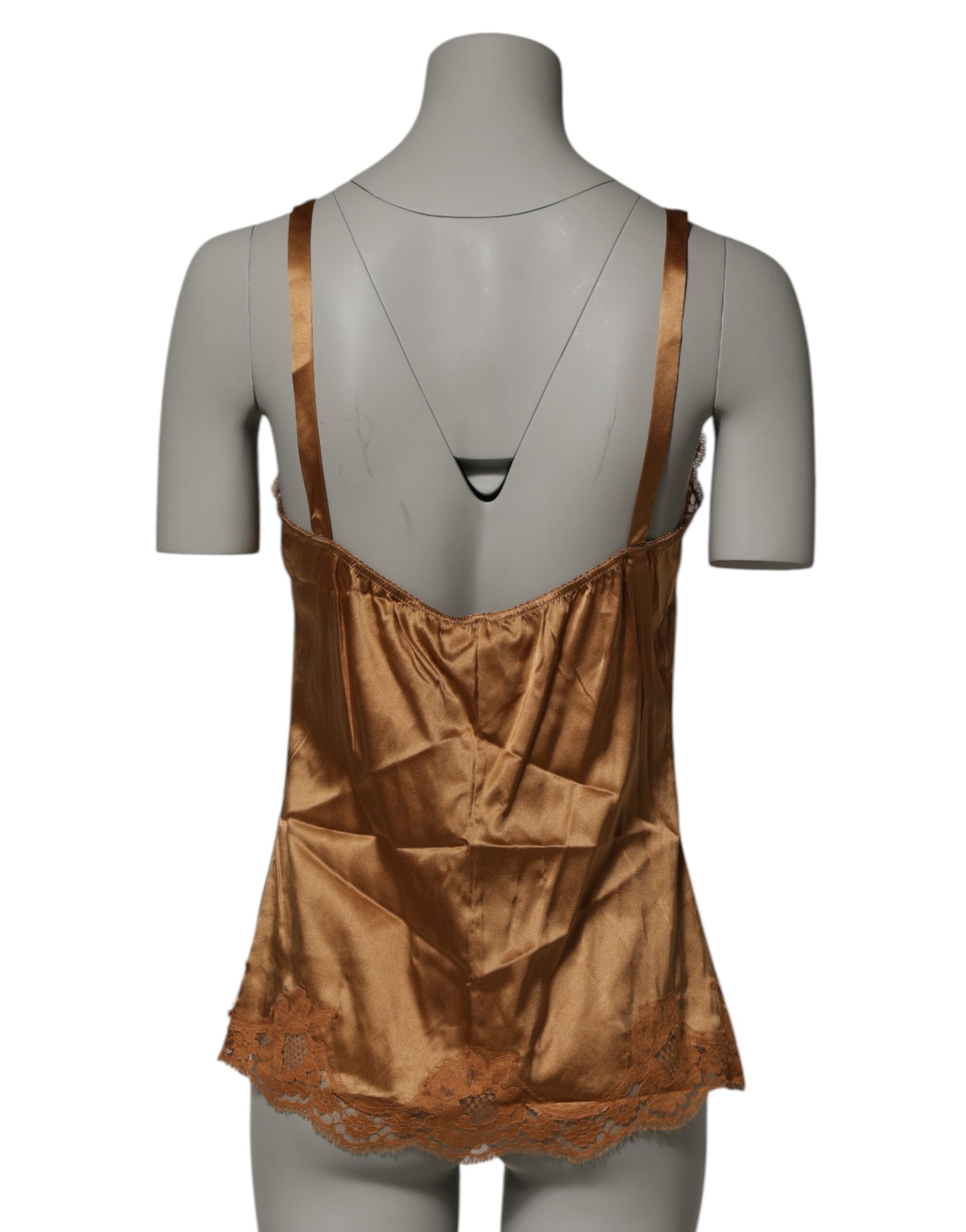 Dolce & Gabbana Brown Floral Lace Tank Lingerie Nightwear Underwear-4