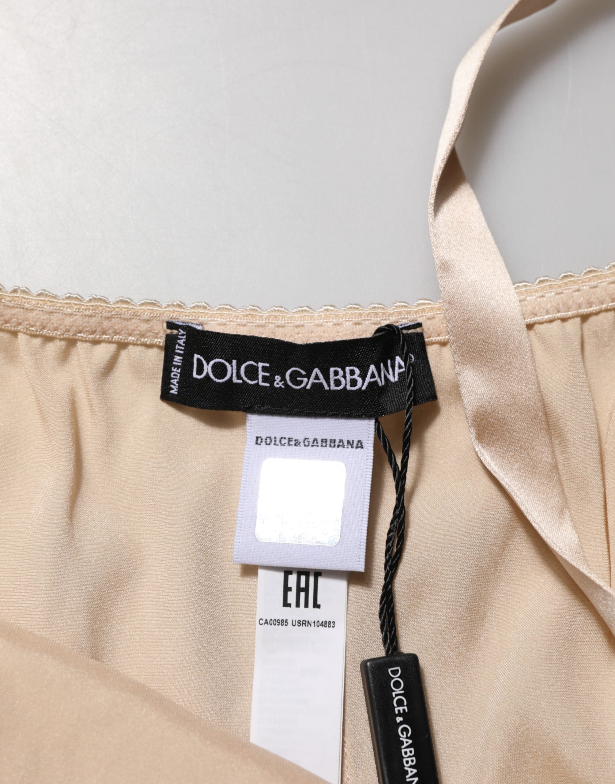 Dolce & Gabbana Nude Chemise Lingerie Silk Blend Lace Trim Dress-6