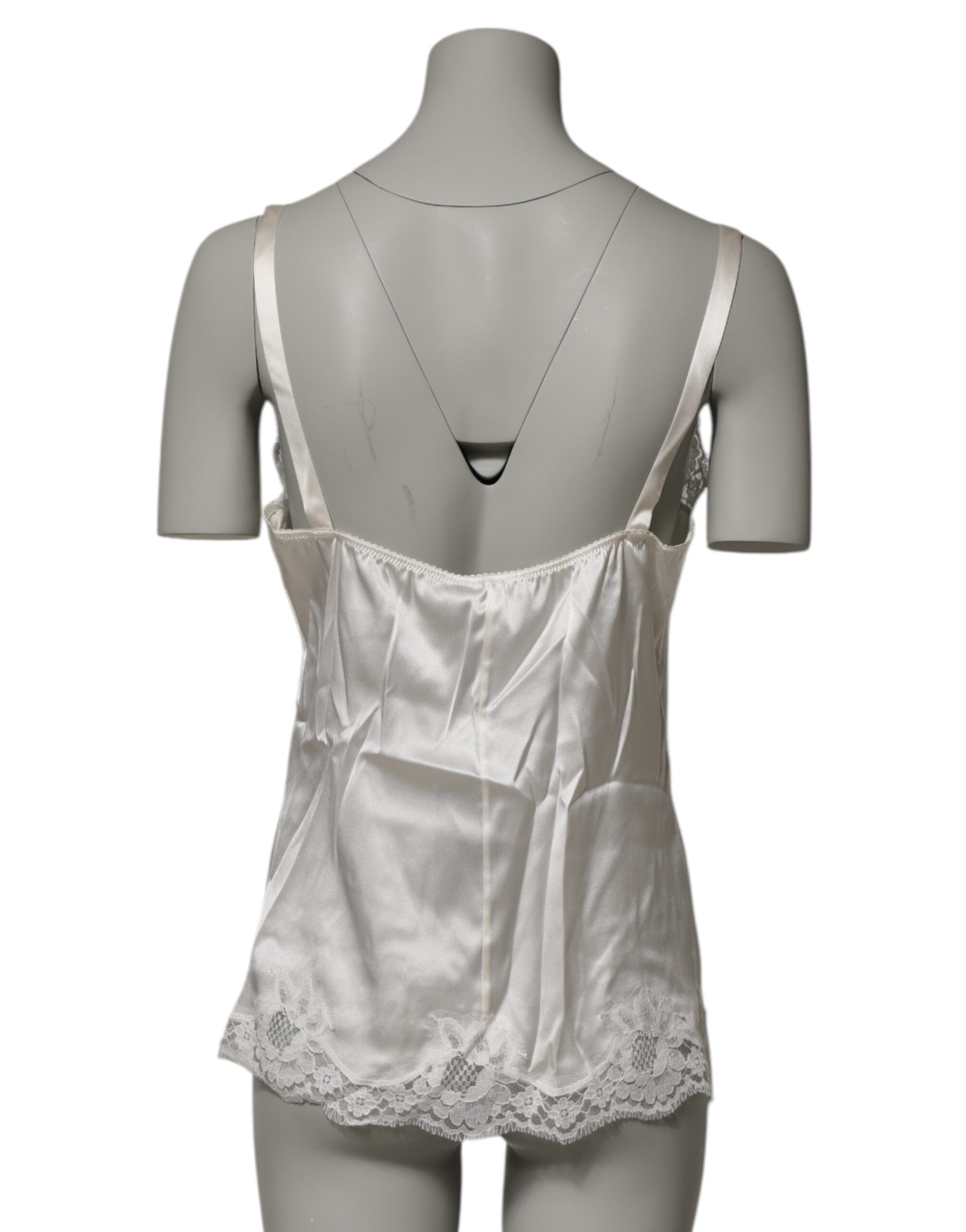 Dolce & Gabbana Off White Floral Lace Tank Lingerie Top Underwear-4