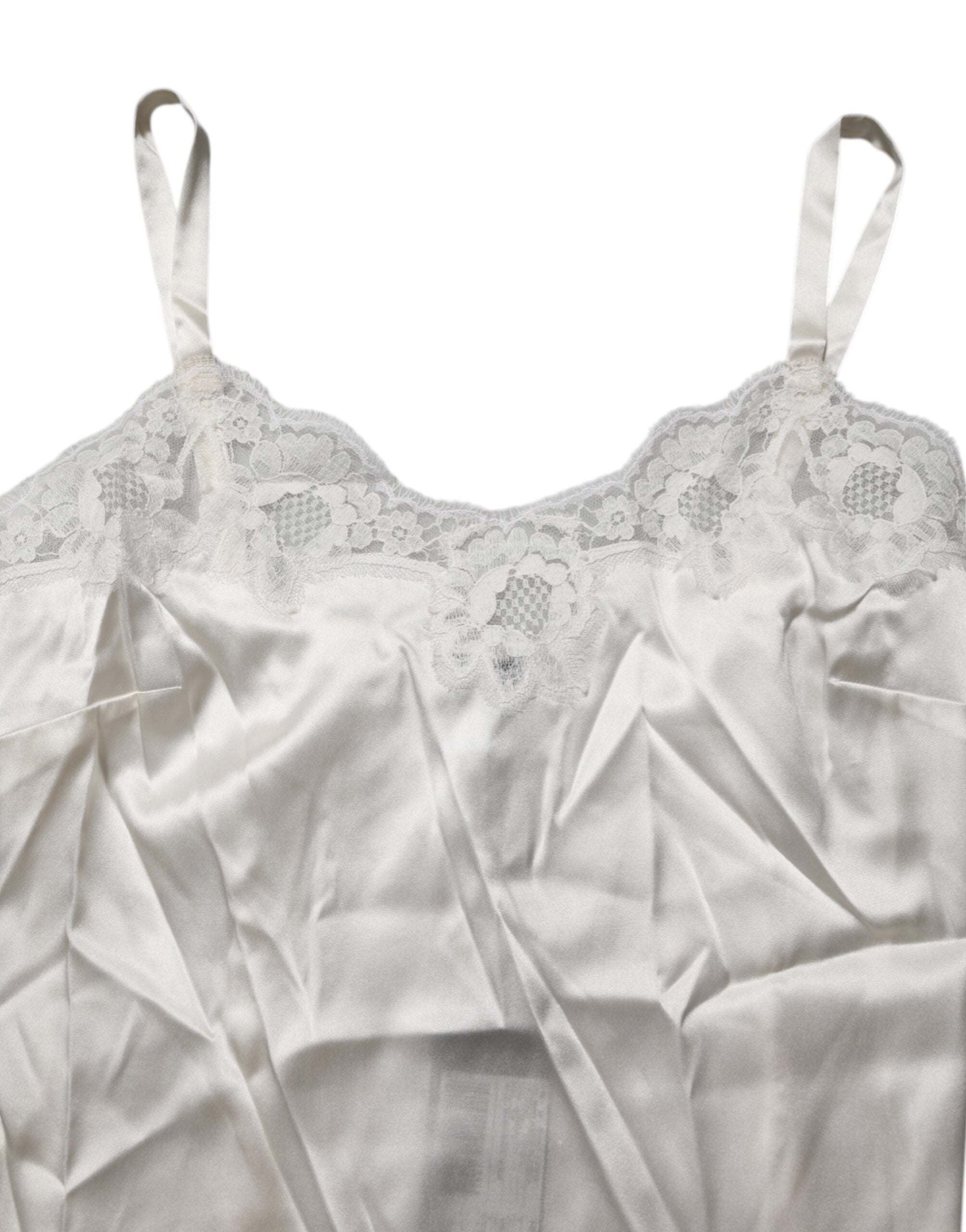 Dolce & Gabbana Off White Floral Lace Tank Lingerie Top Underwear-5