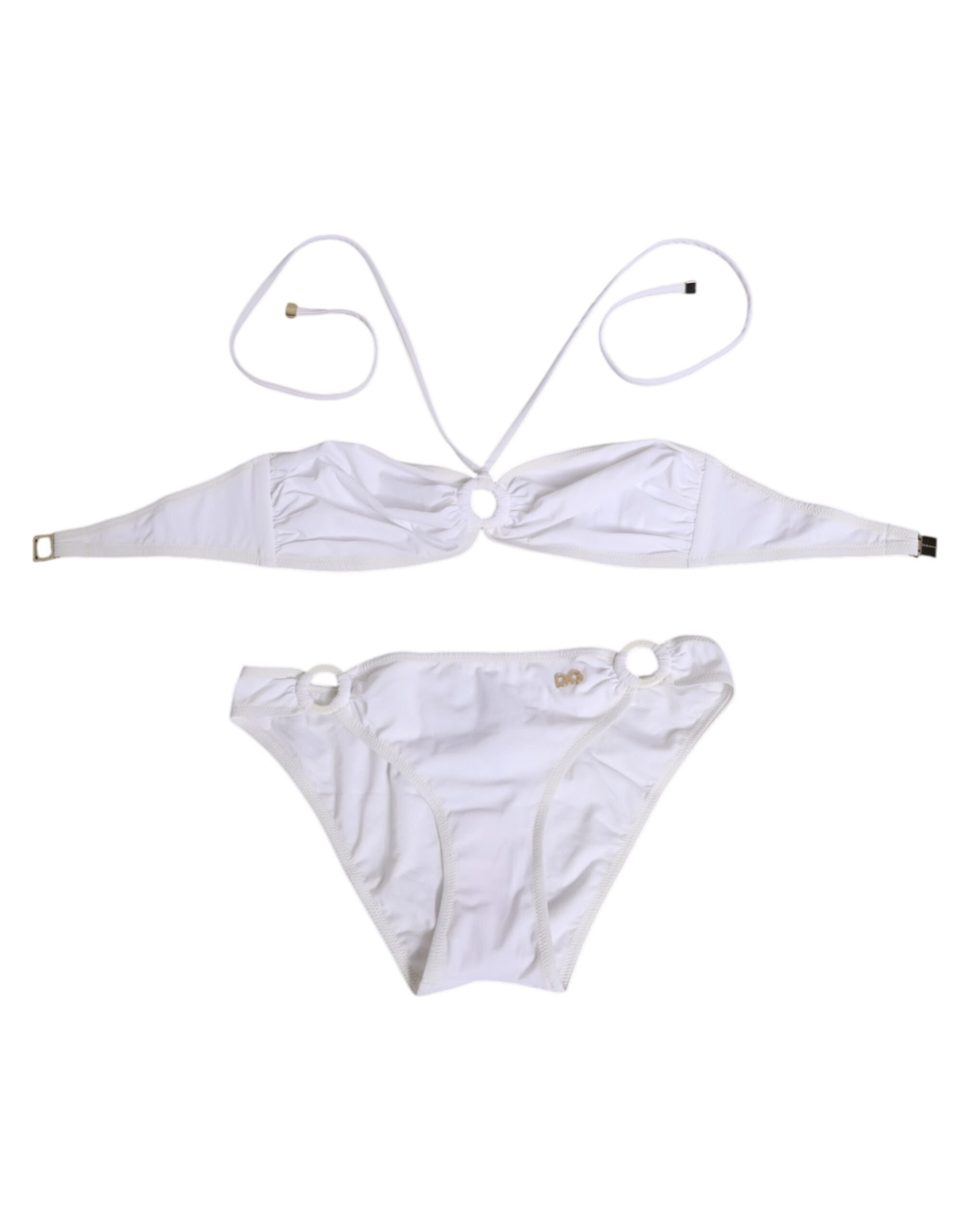Dolce & Gabbana White Logo Swimsuit 2 Piece Top Bottom Swimwear-2