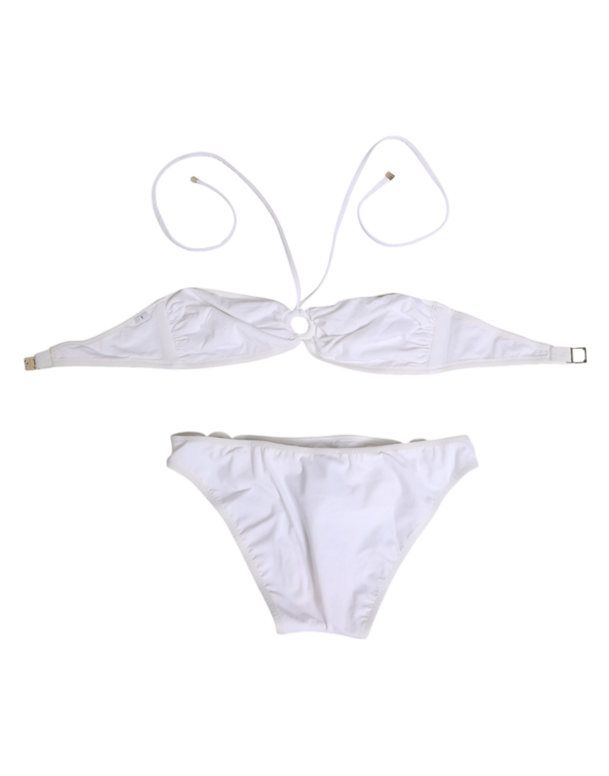 Dolce & Gabbana White Logo Swimsuit 2 Piece Top Bottom Swimwear-6