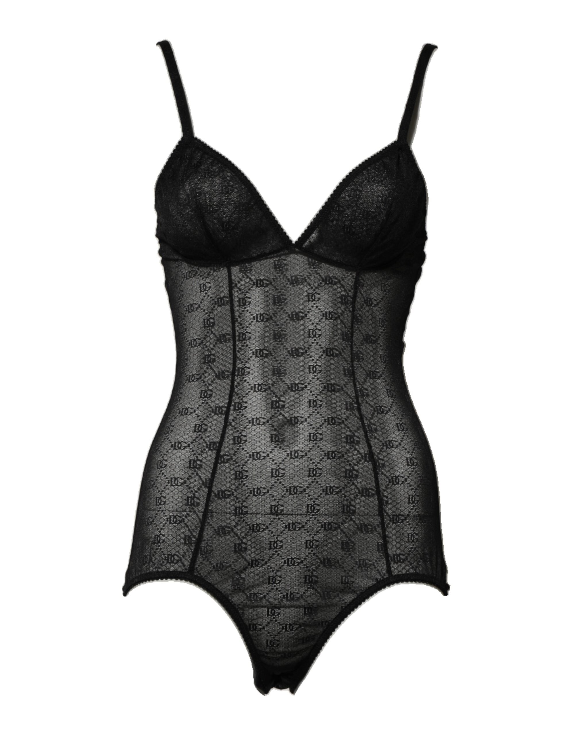 Dolce & Gabbana Black Nylon Stretch Bodysuit Lingerie Underwear-2