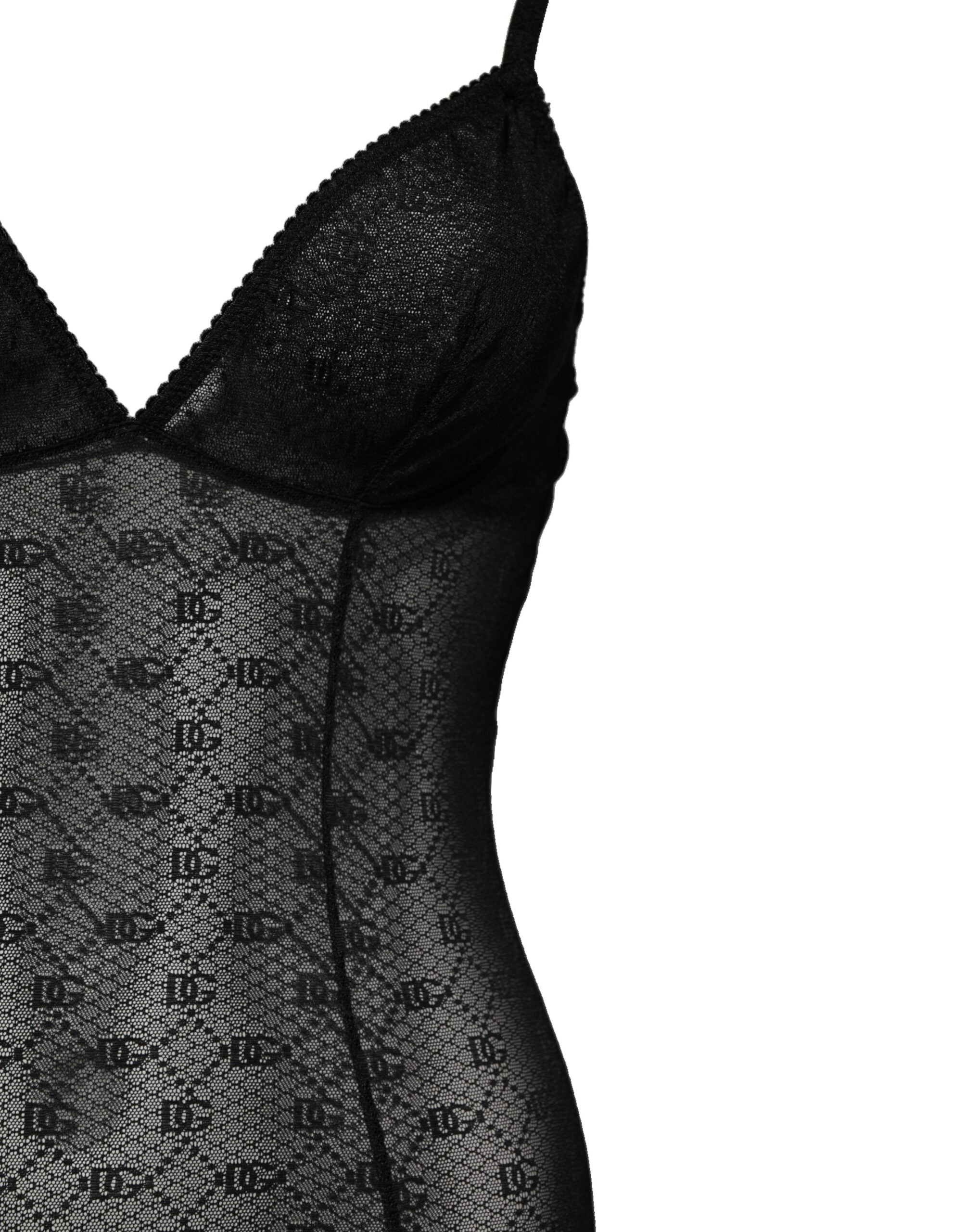 Dolce & Gabbana Black Nylon Stretch Bodysuit Lingerie Underwear-3