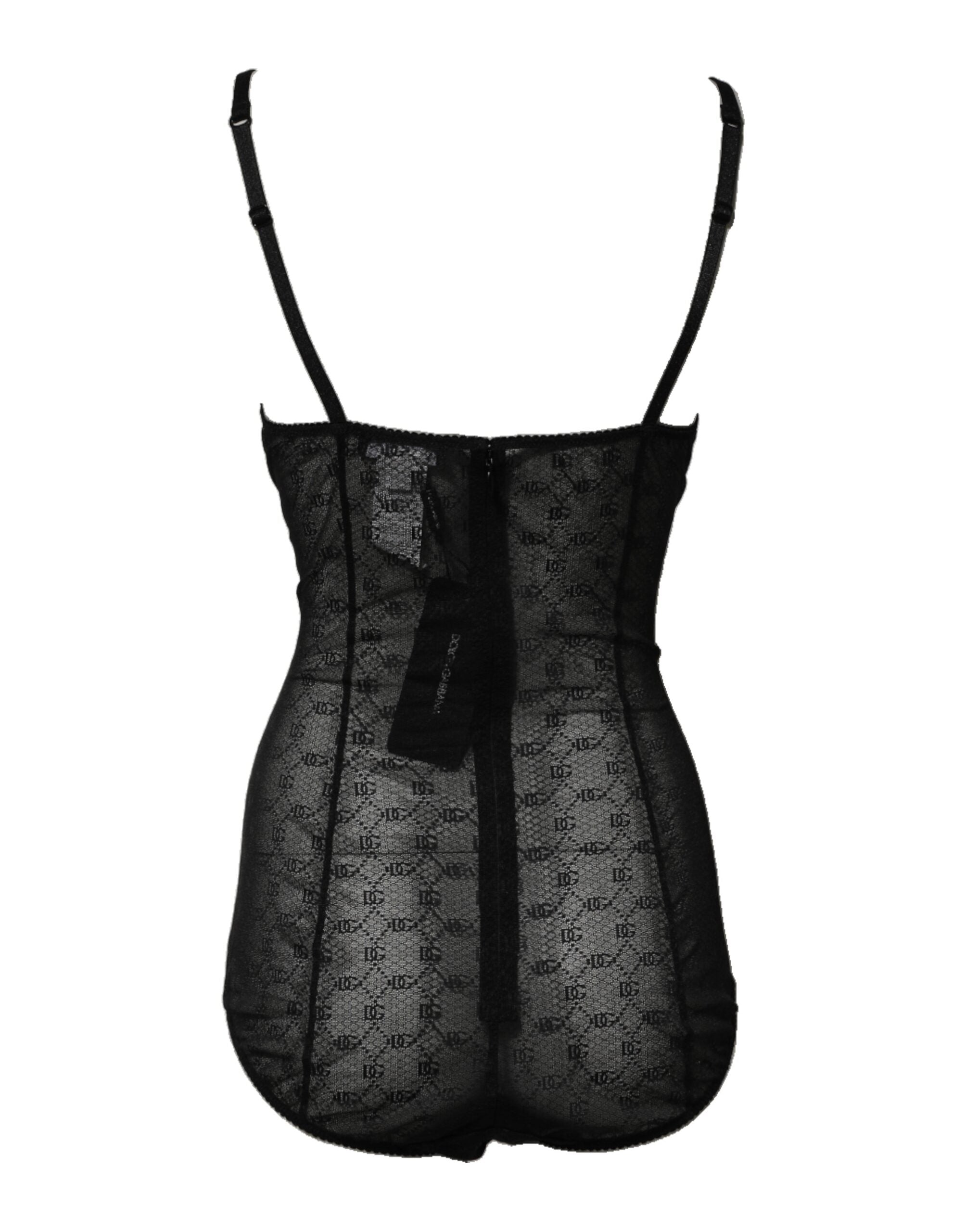 Dolce & Gabbana Black Nylon Stretch Bodysuit Lingerie Underwear-4