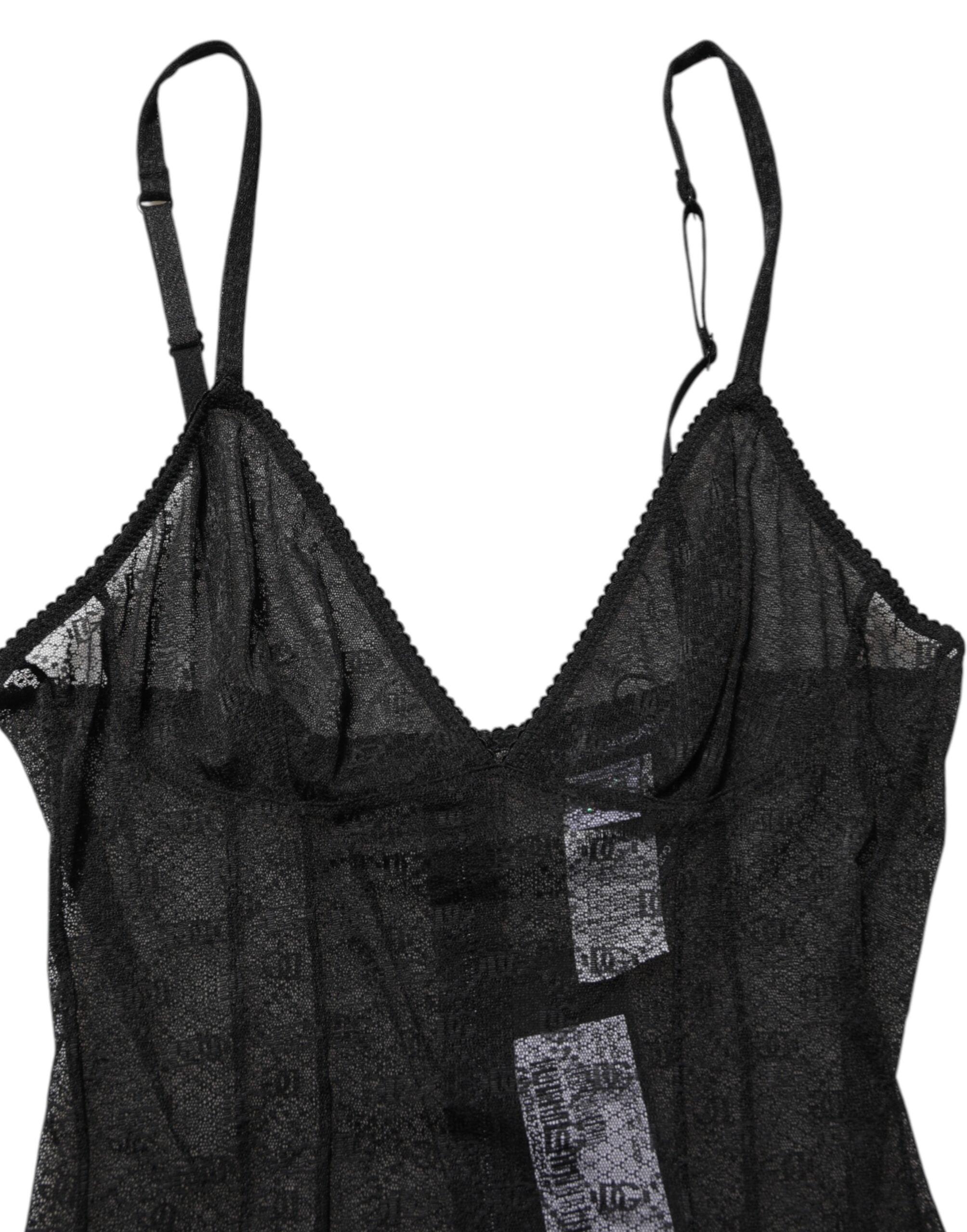 Dolce & Gabbana Black Nylon Stretch Bodysuit Lingerie Underwear-5