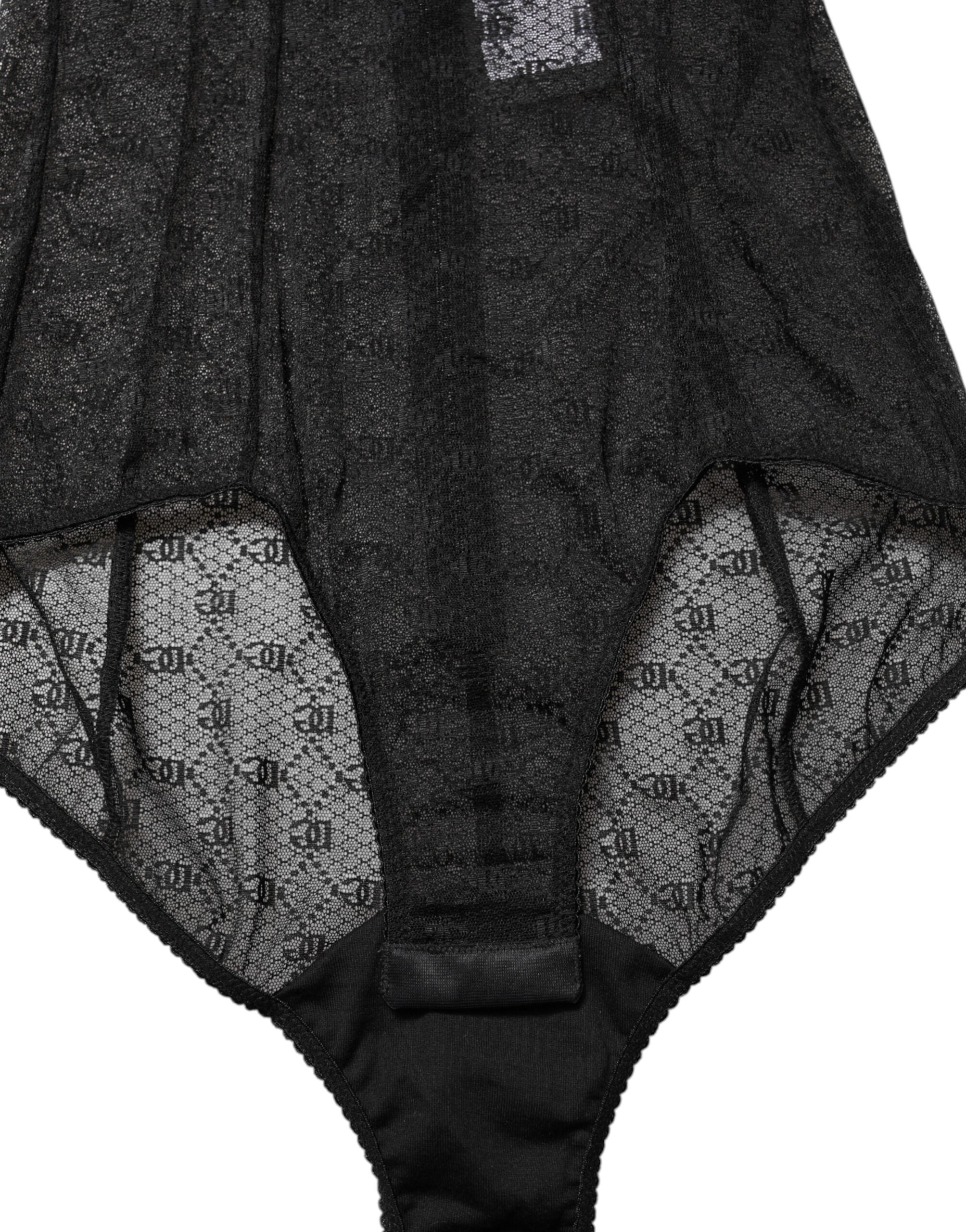 Dolce & Gabbana Black Nylon Stretch Bodysuit Lingerie Underwear-6