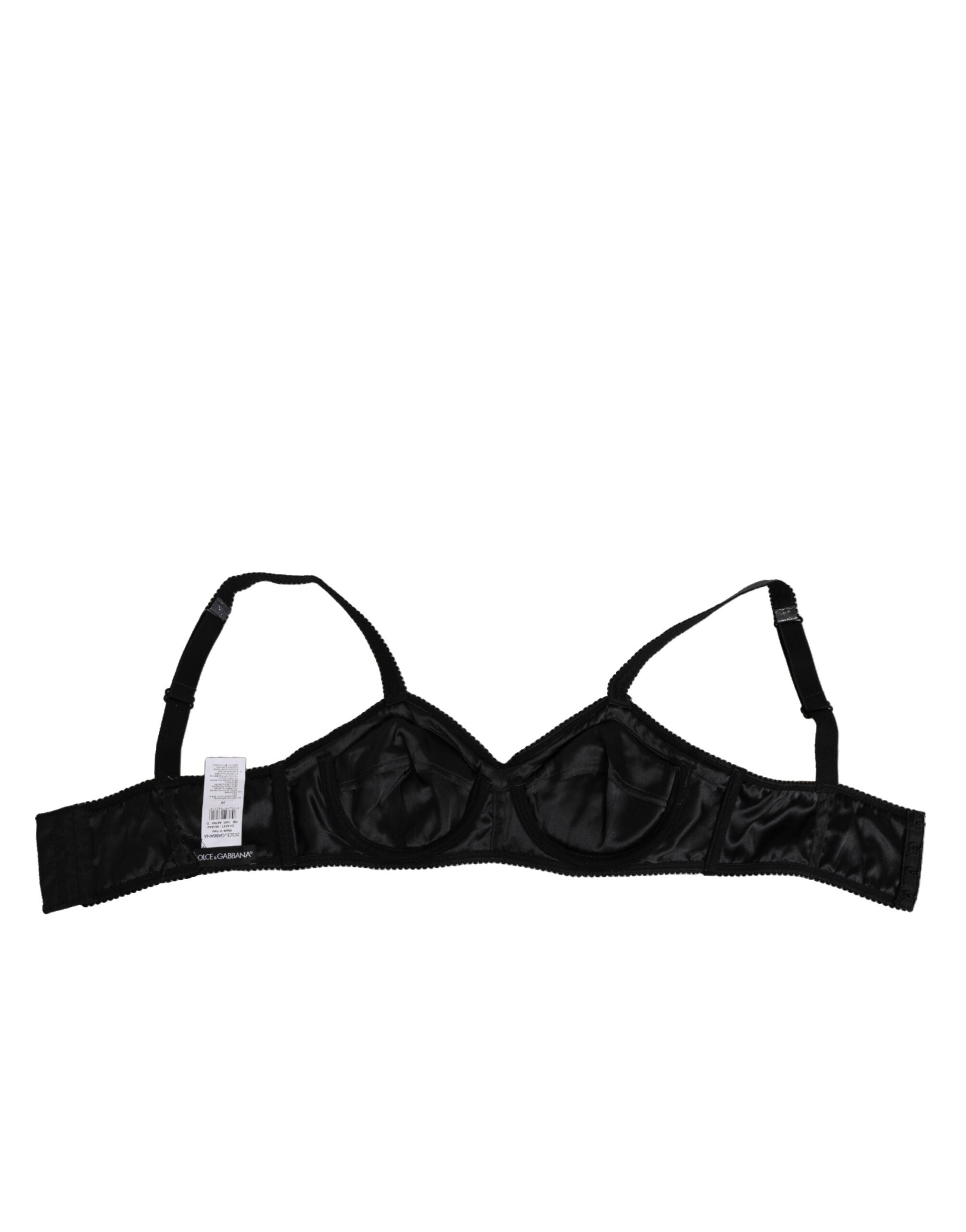 Dolce & Gabbana Dunkelgrauer Seiden-Stretch-Balconcino-BH Unterwäsche-4
